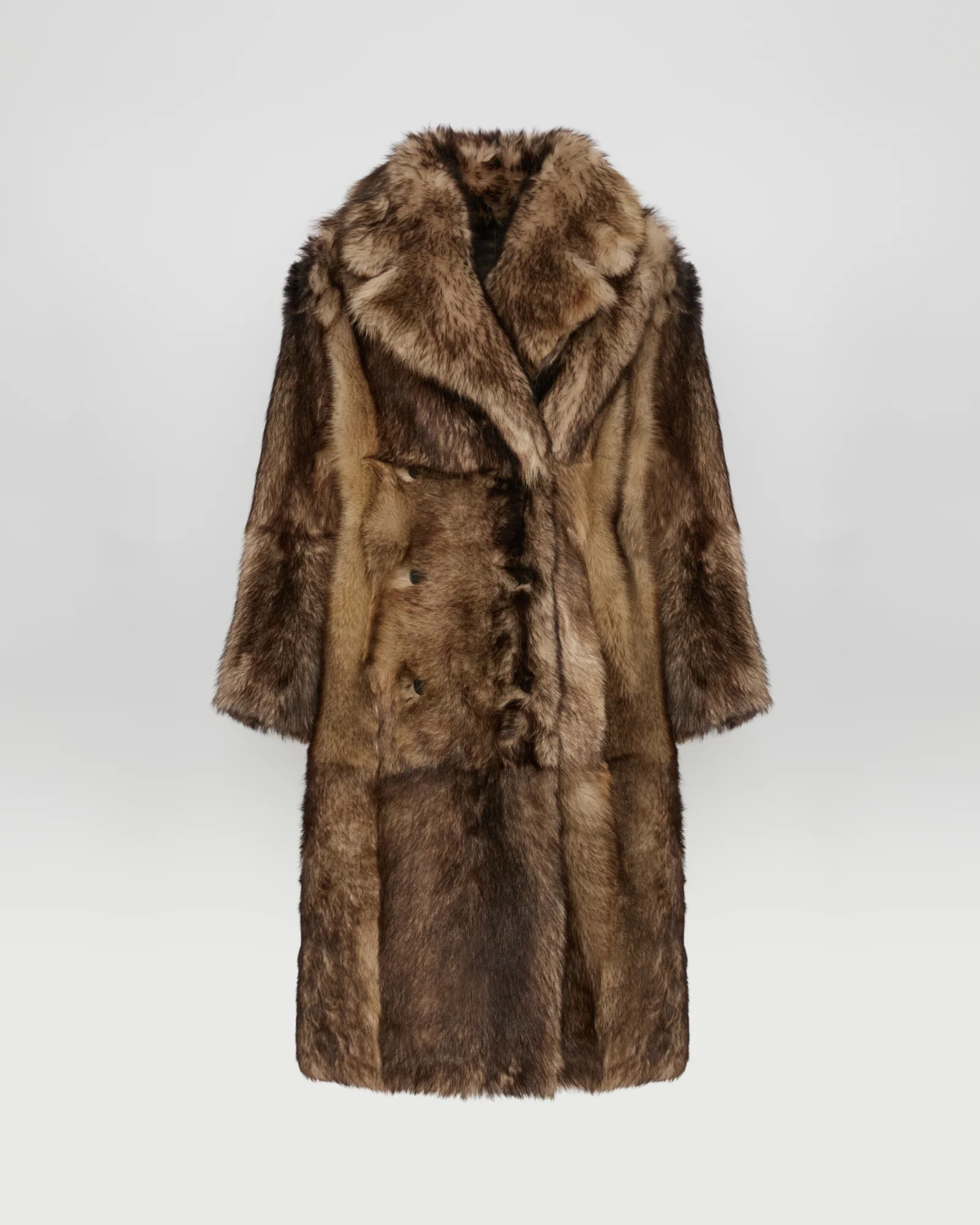 Manteau long réversible en peau lainée d'agneau Toscane Folk - Image 5
