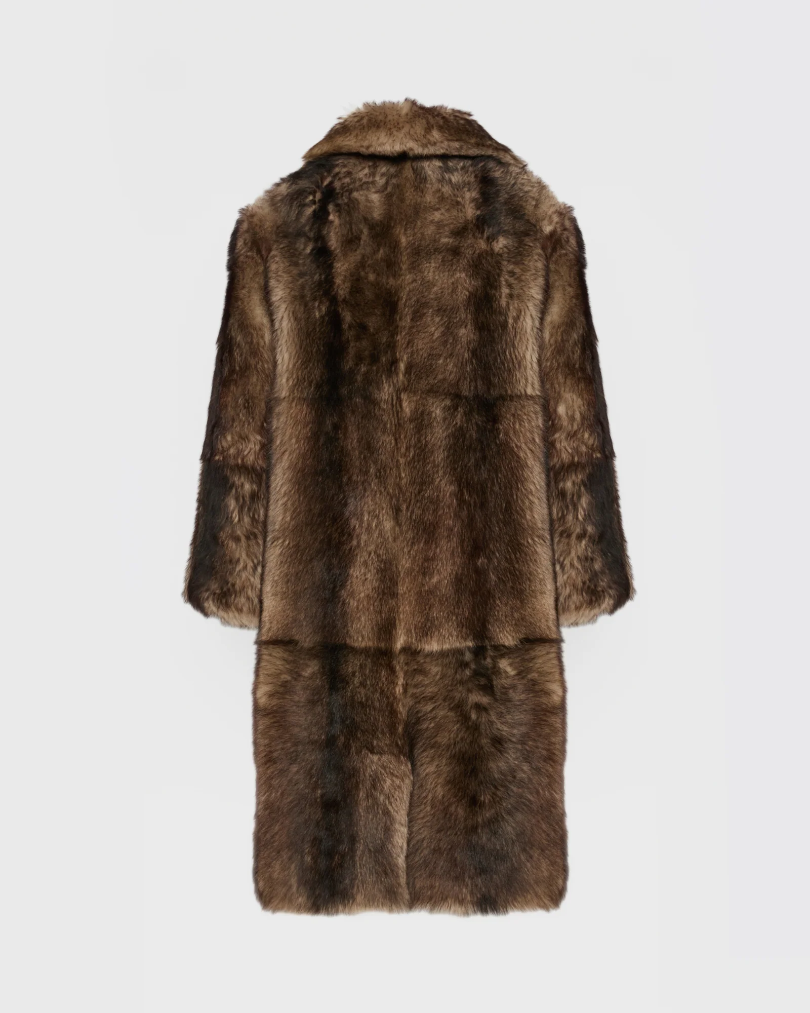 Manteau long réversible en peau lainée d'agneau Toscane Folk - Image 6