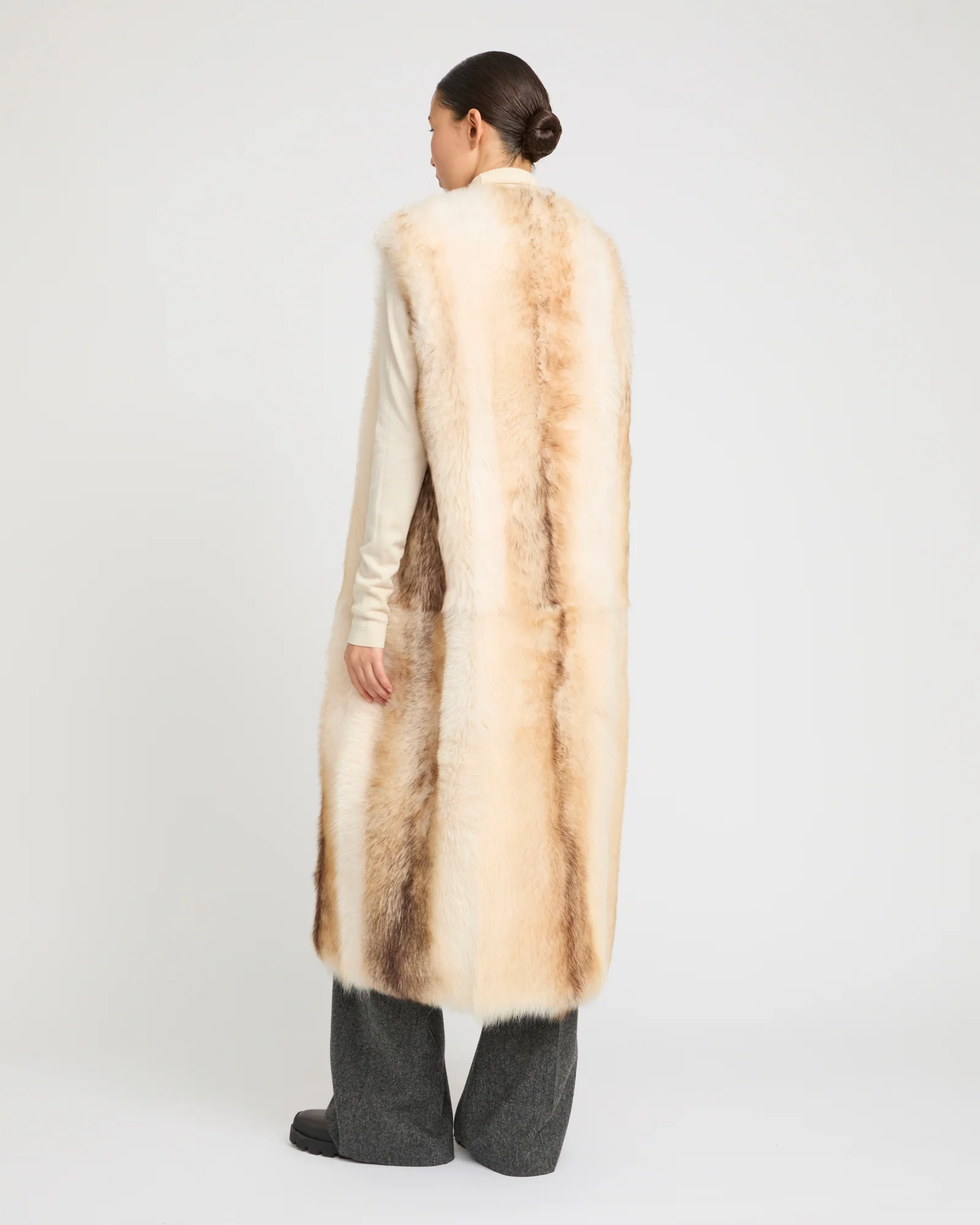 Gilet long en peau lainée d'agneau Toscane - Image 4
