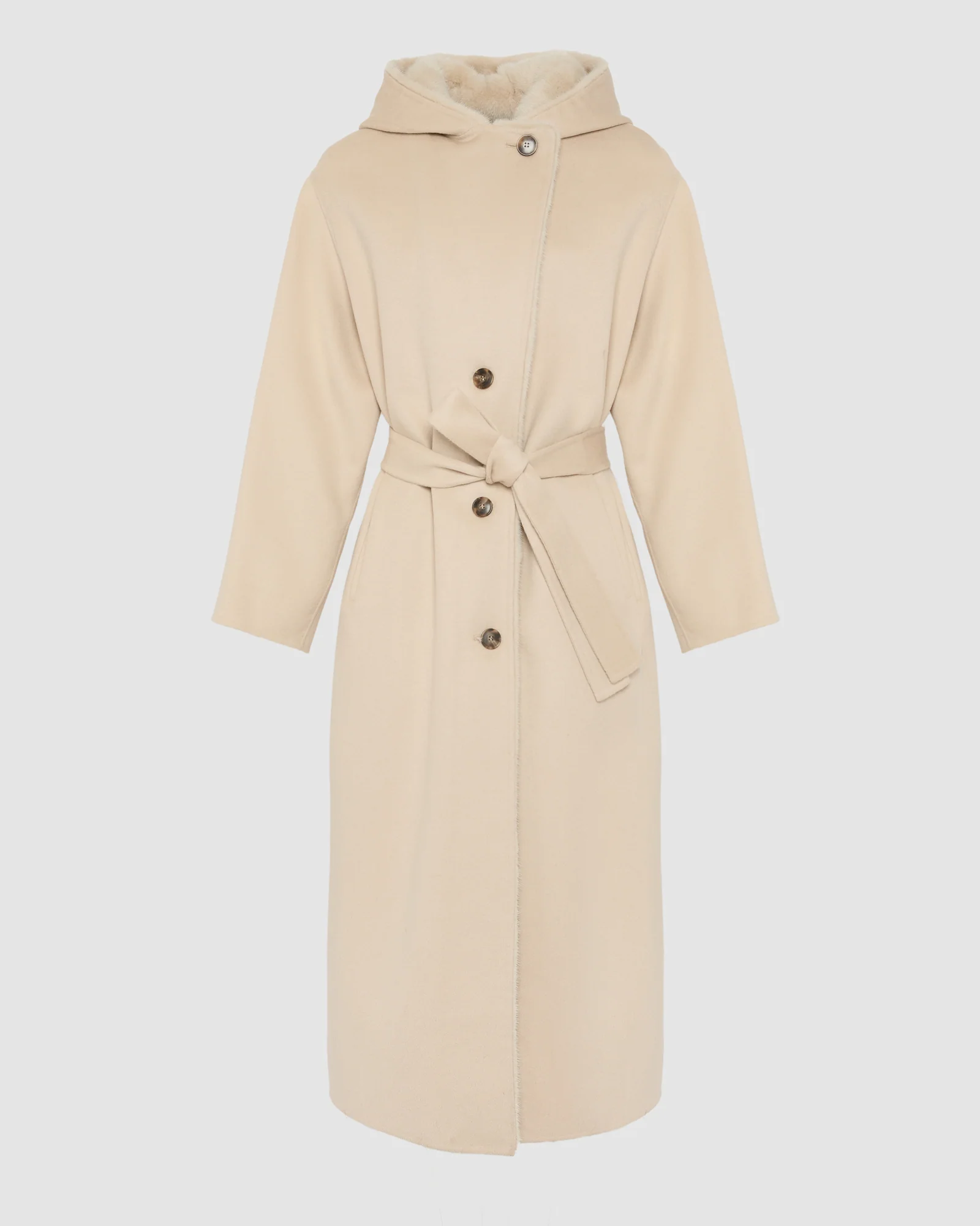 Manteau long en lainage cachemire et fourrure de vison - Image 6