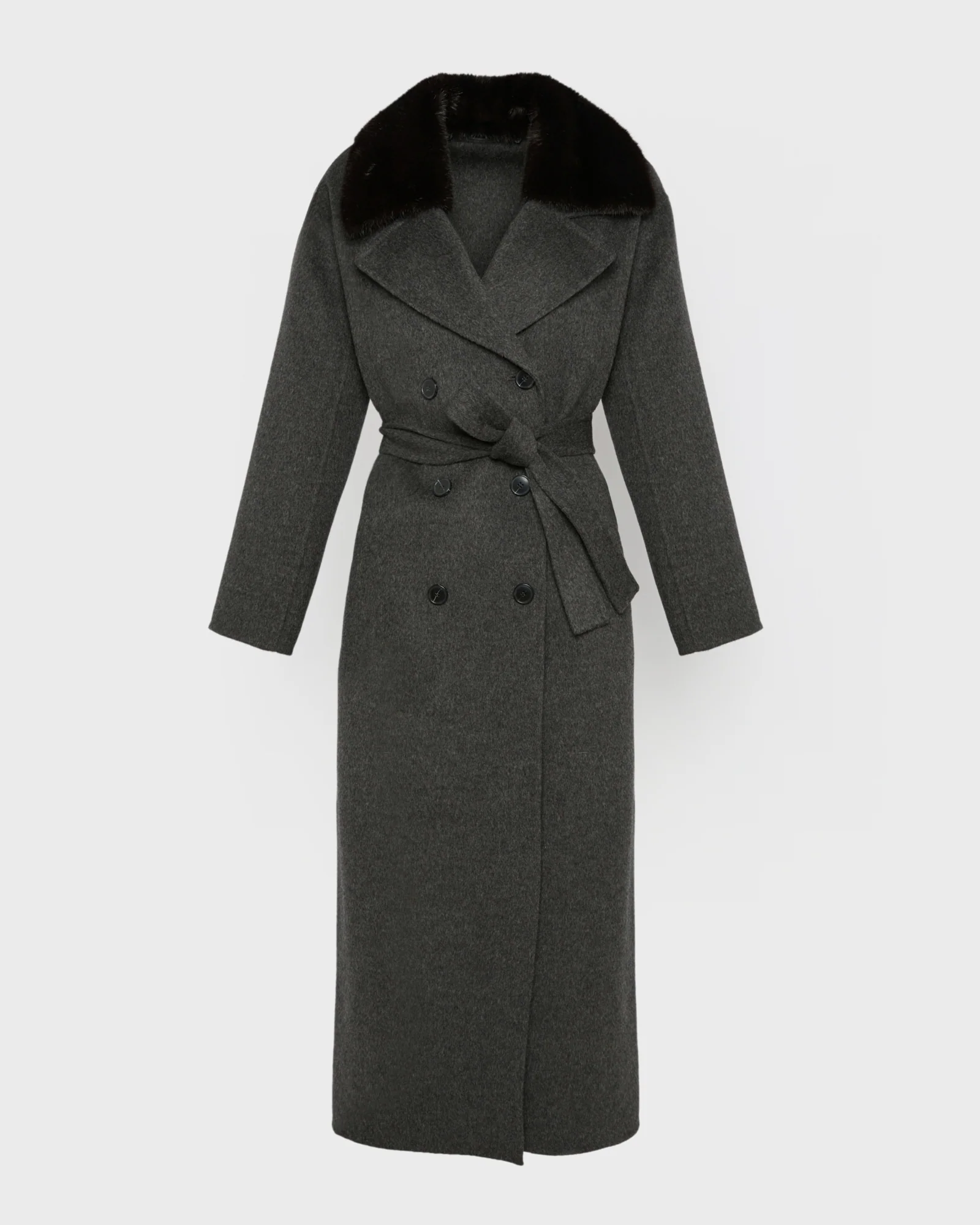 Manteau long en lainage cachemire et fourrure de vison - Image 5