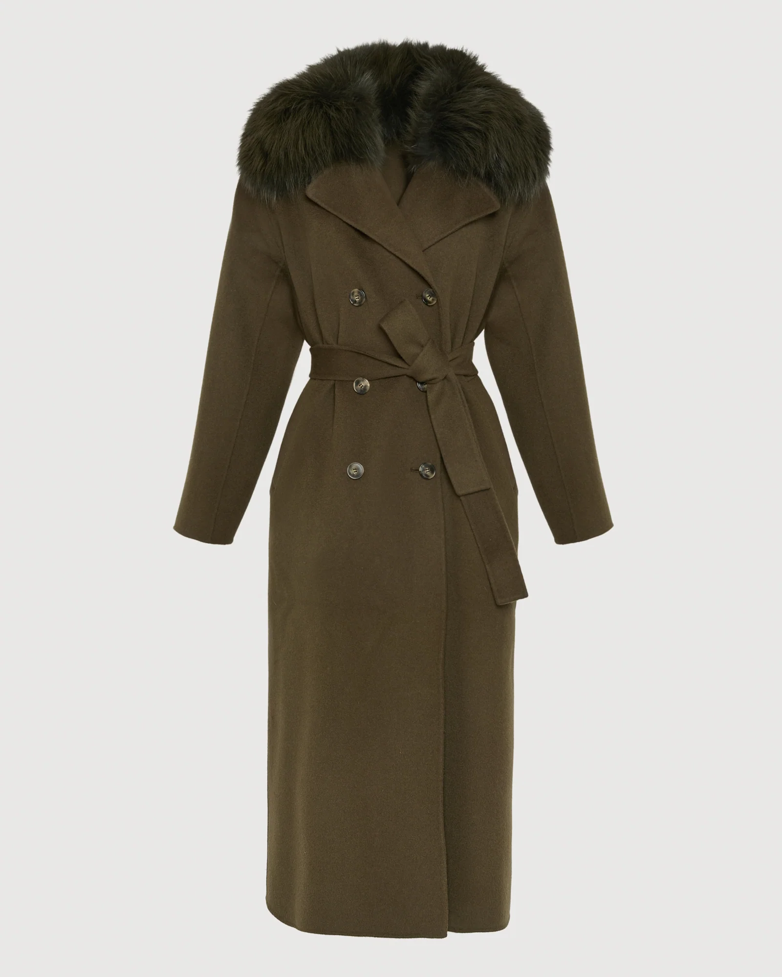 Manteau long en lainage cachemire et fourrure de renard - Image 6