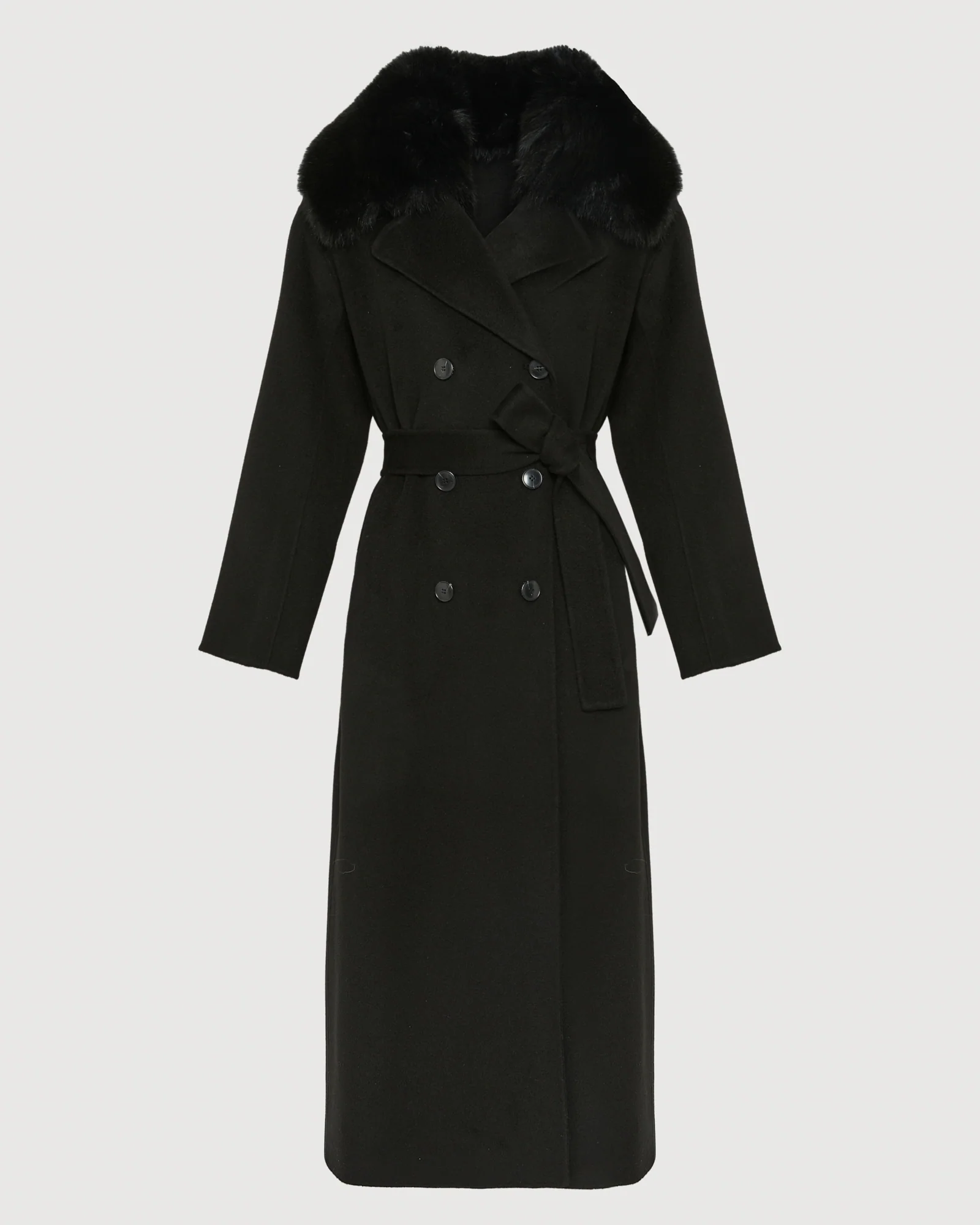 Manteau long en lainage cachemire et fourrure de renard - Image 6