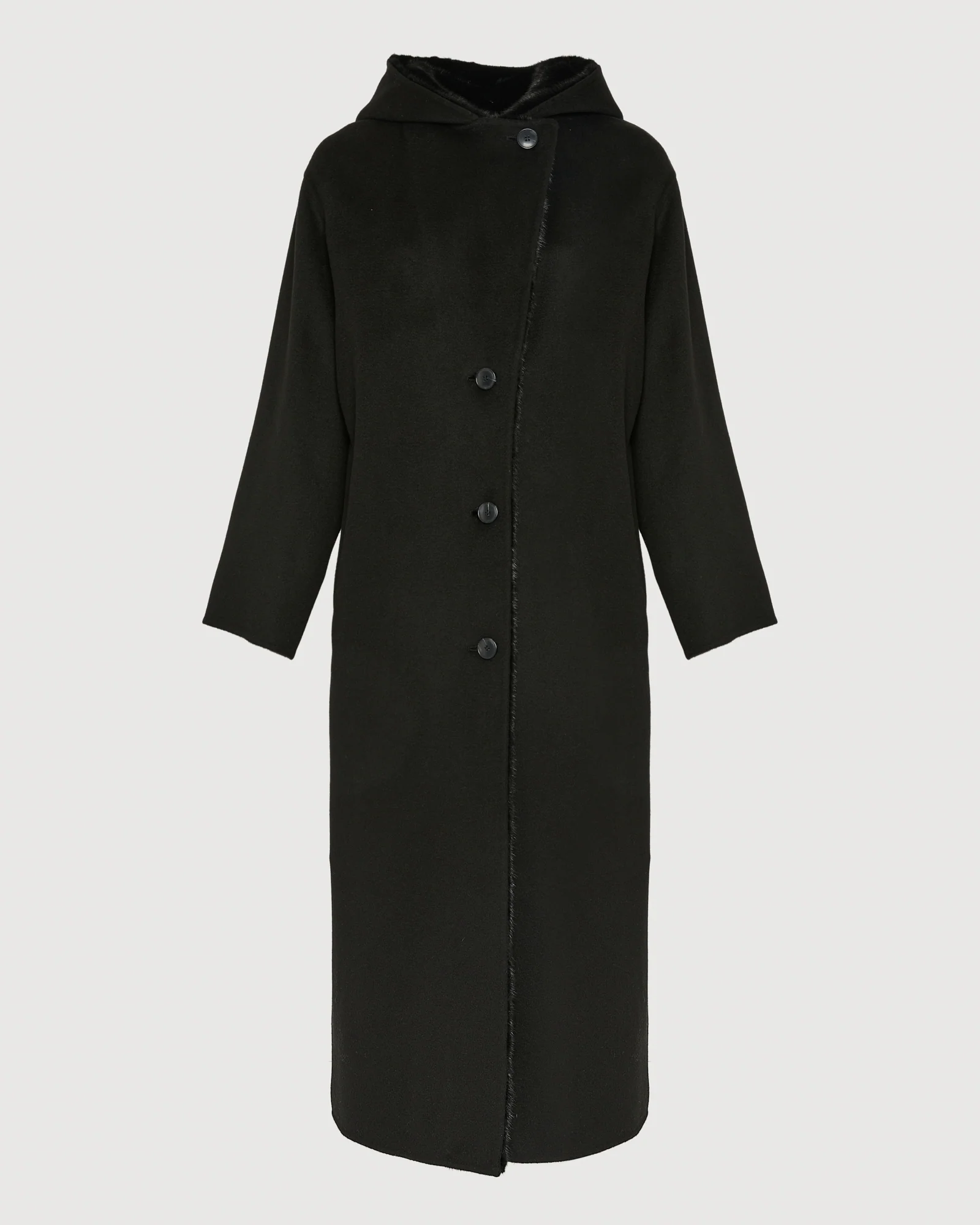 Manteau long en lainage cachemire double face et fourrure de vison - Image 7