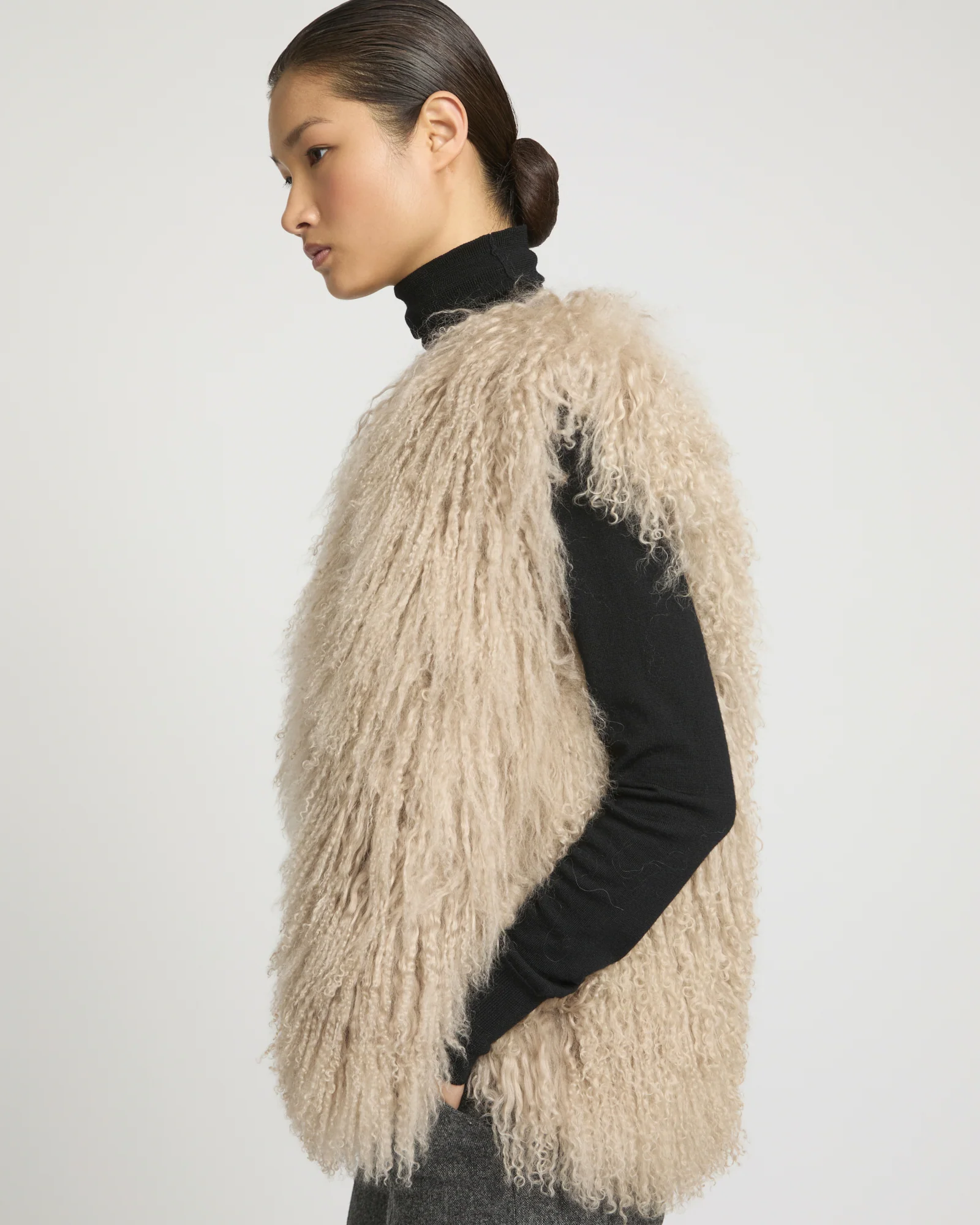 Gilet sans manches en agneau de Mongolie - Image 2