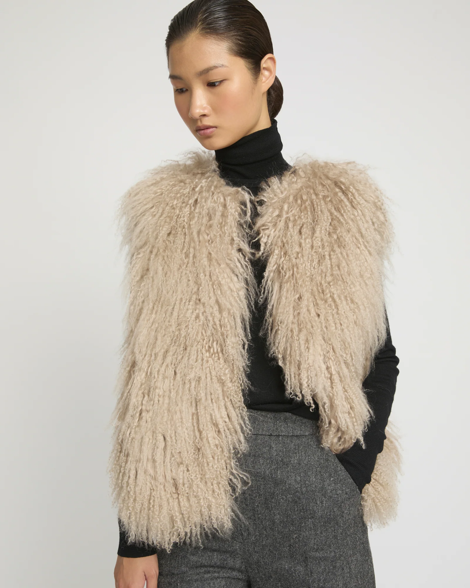 Gilet sans manches en agneau de Mongolie - Image 3