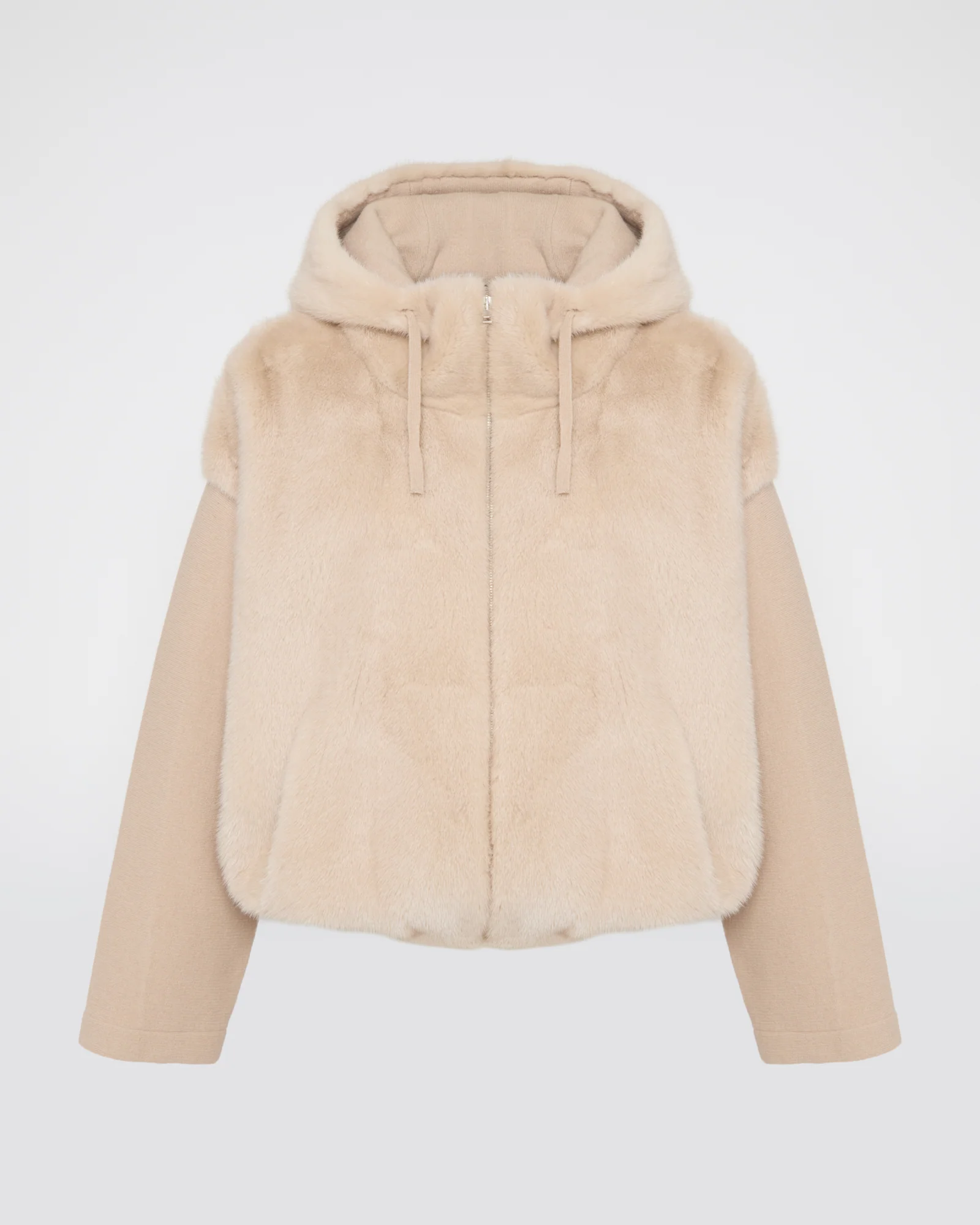 Veste à capuche en vison et tissu technique - Image 5