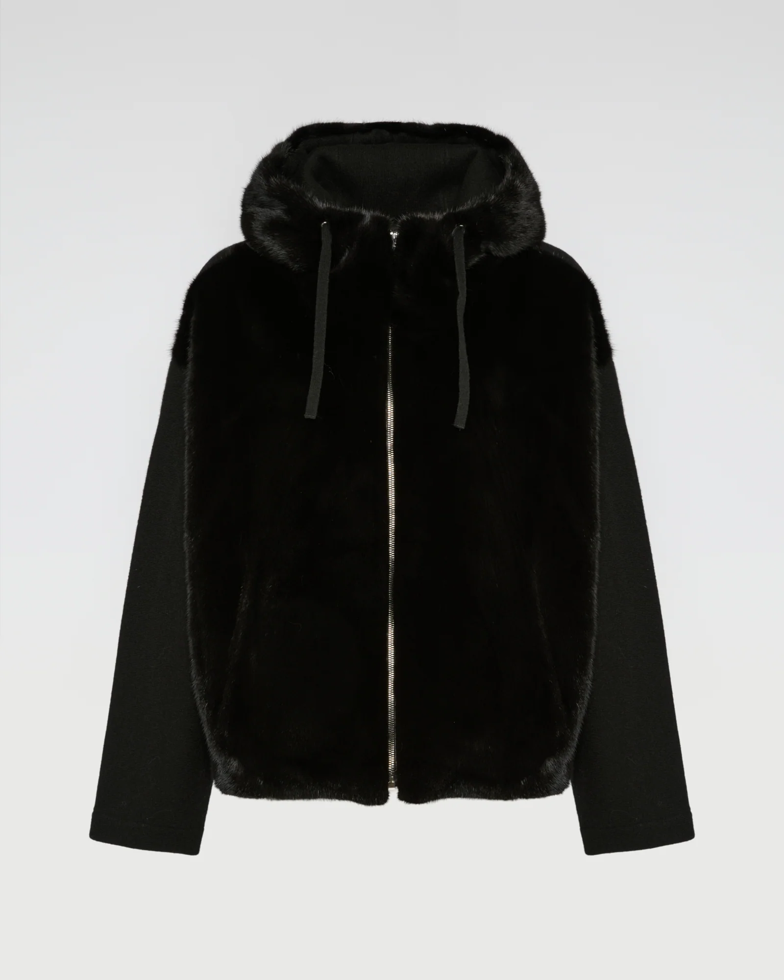 Veste à capuche en vison et tissu technique - Image 4