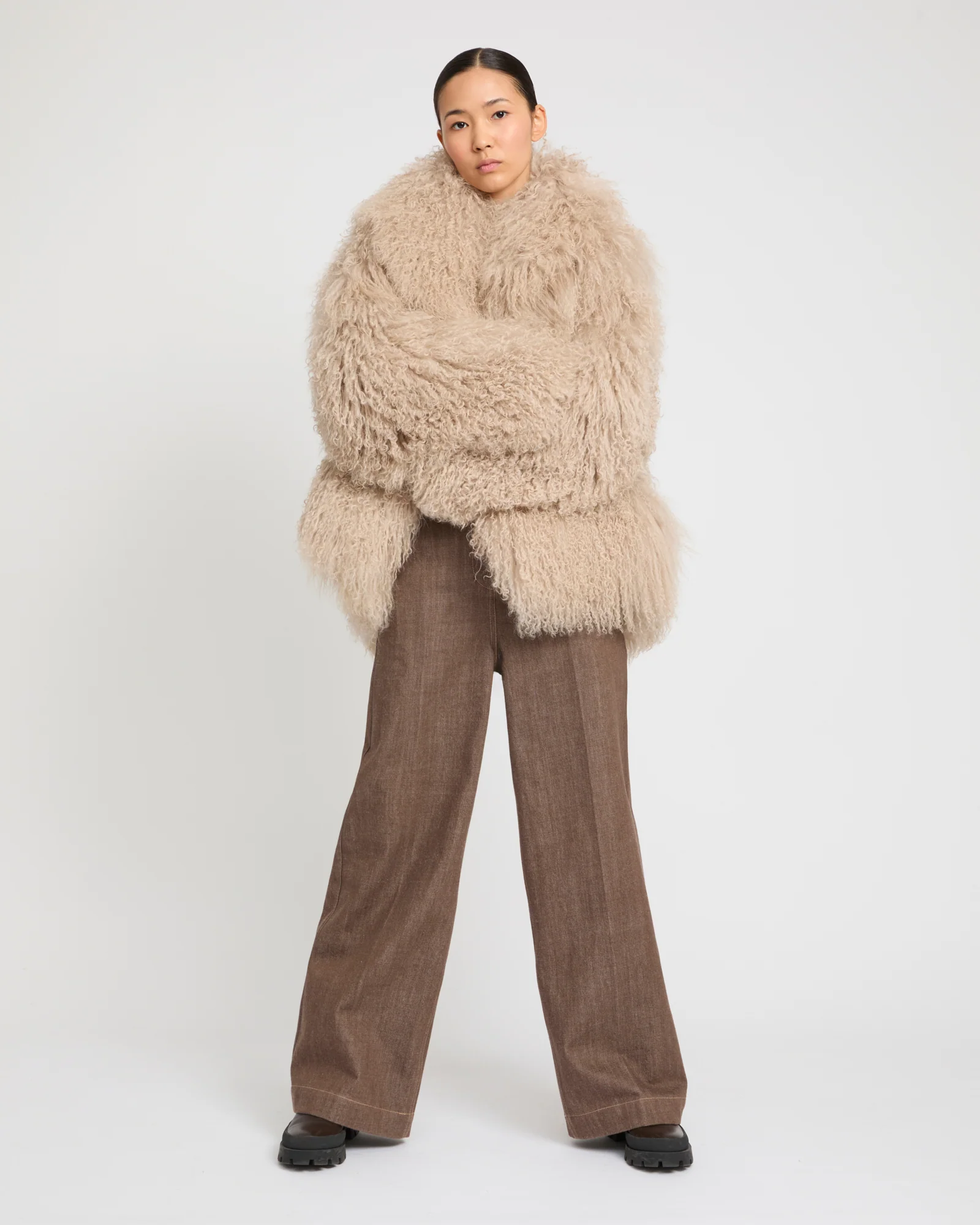 Veste oversize en agneau de Mongolie - Image 3