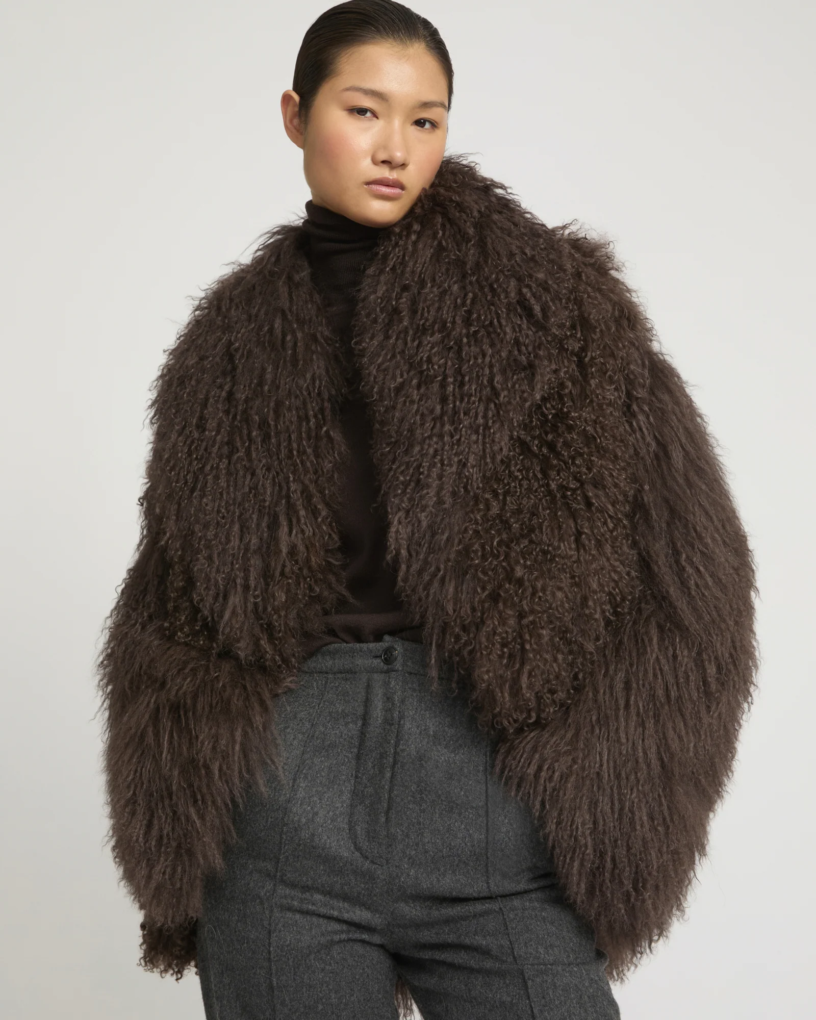 Veste oversize en agneau de Mongolie
