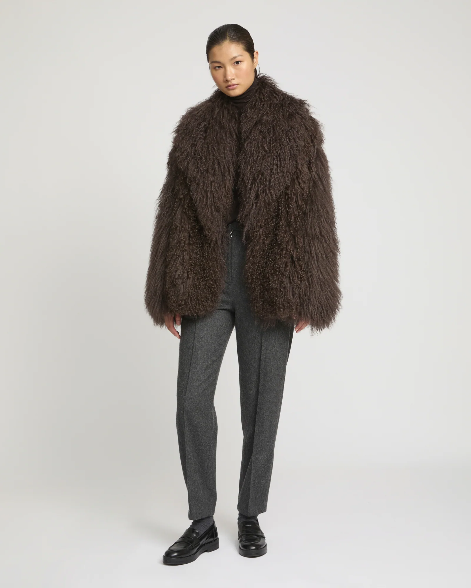 Veste oversize en agneau de Mongolie - Image 2