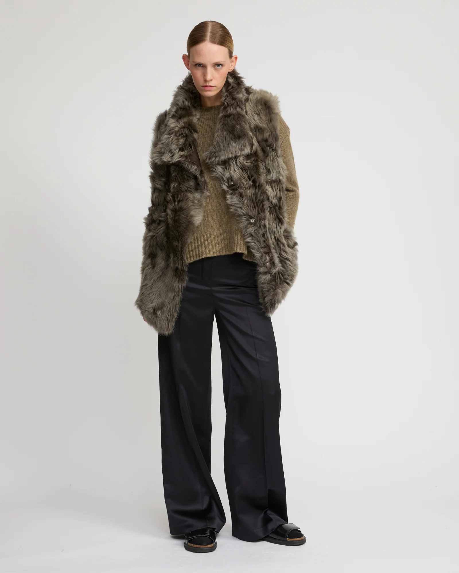 Gilet long réversible en agneau Toscane - Image 2