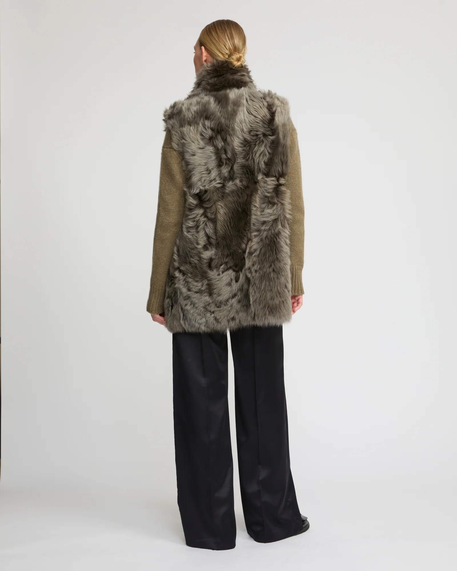 Gilet long réversible en agneau Toscane - Image 4