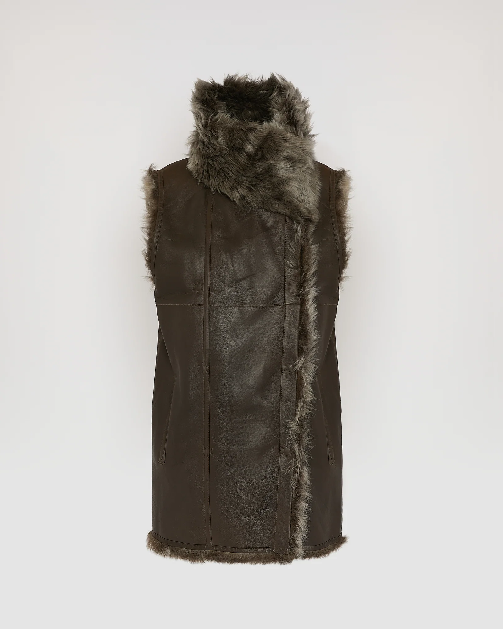 Gilet long réversible en agneau Toscane - Image 7