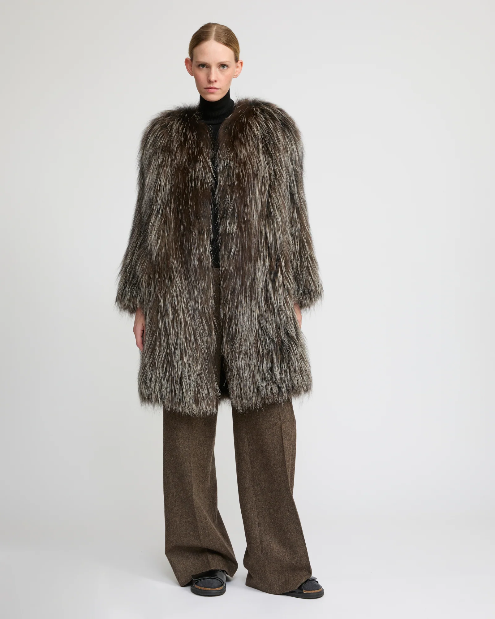 Veste longue en fourrure de renard tricoté - Image 2
