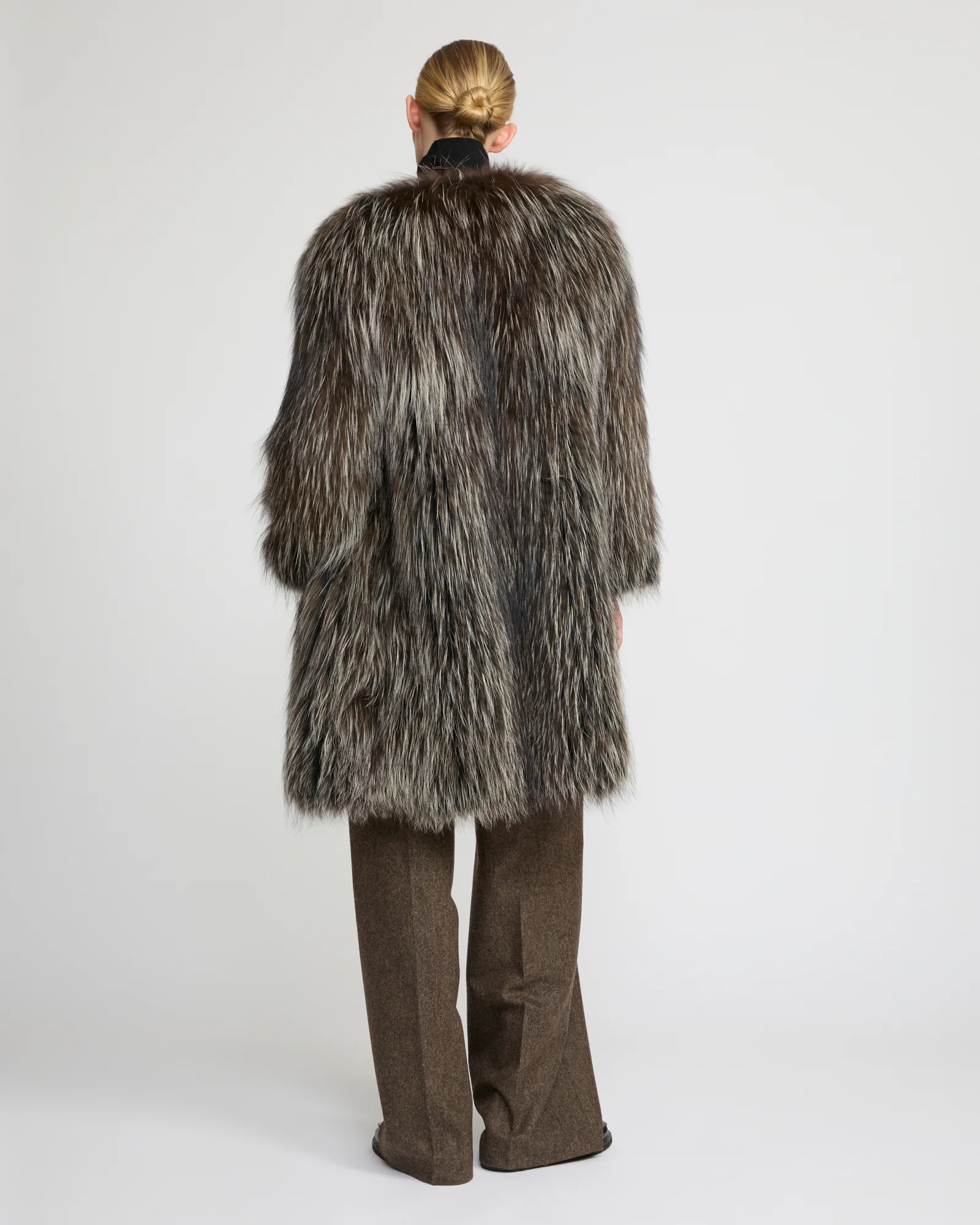 Veste longue en fourrure de renard tricoté - Image 4
