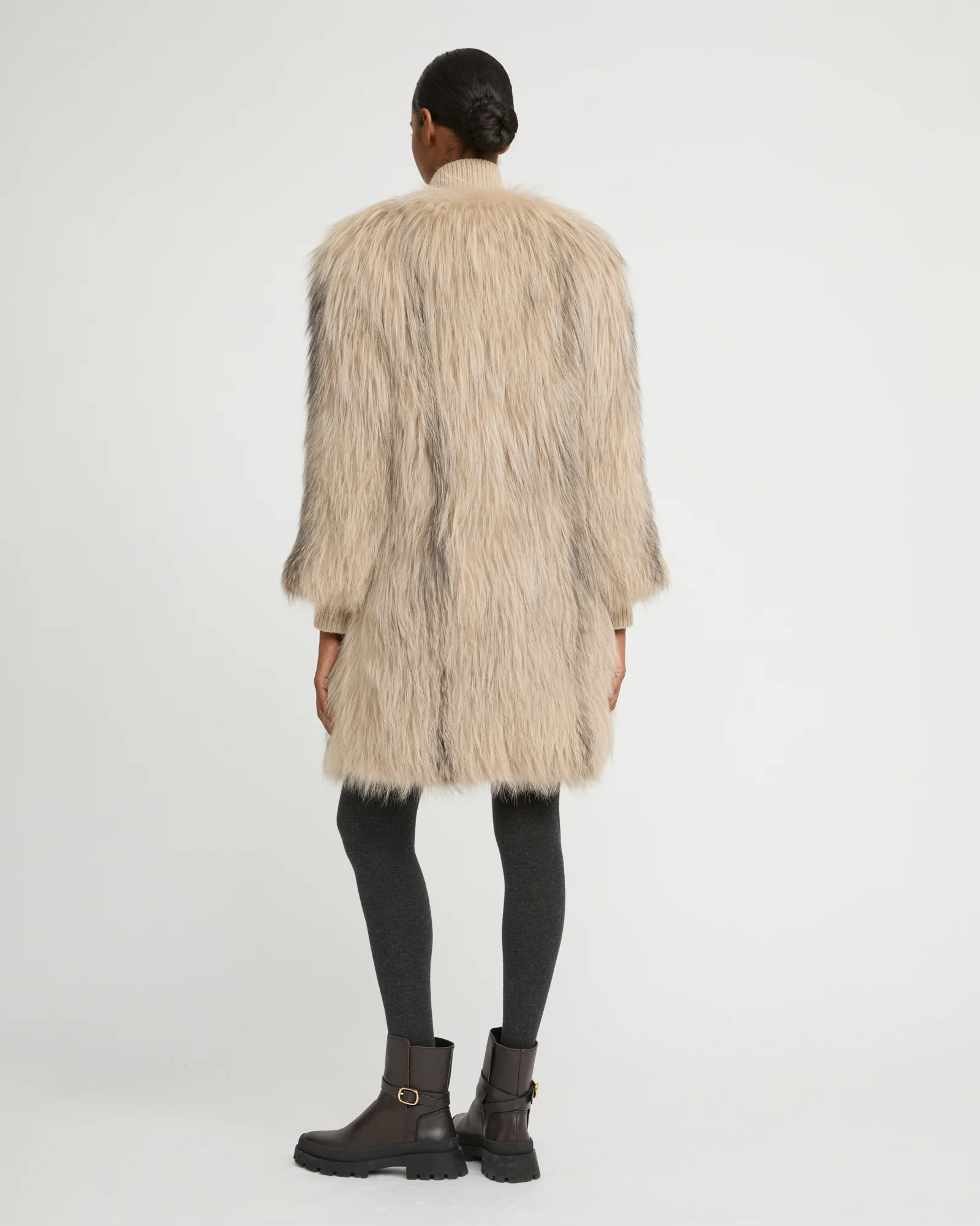 Veste longue en fourrure de renard tricoté - Image 4