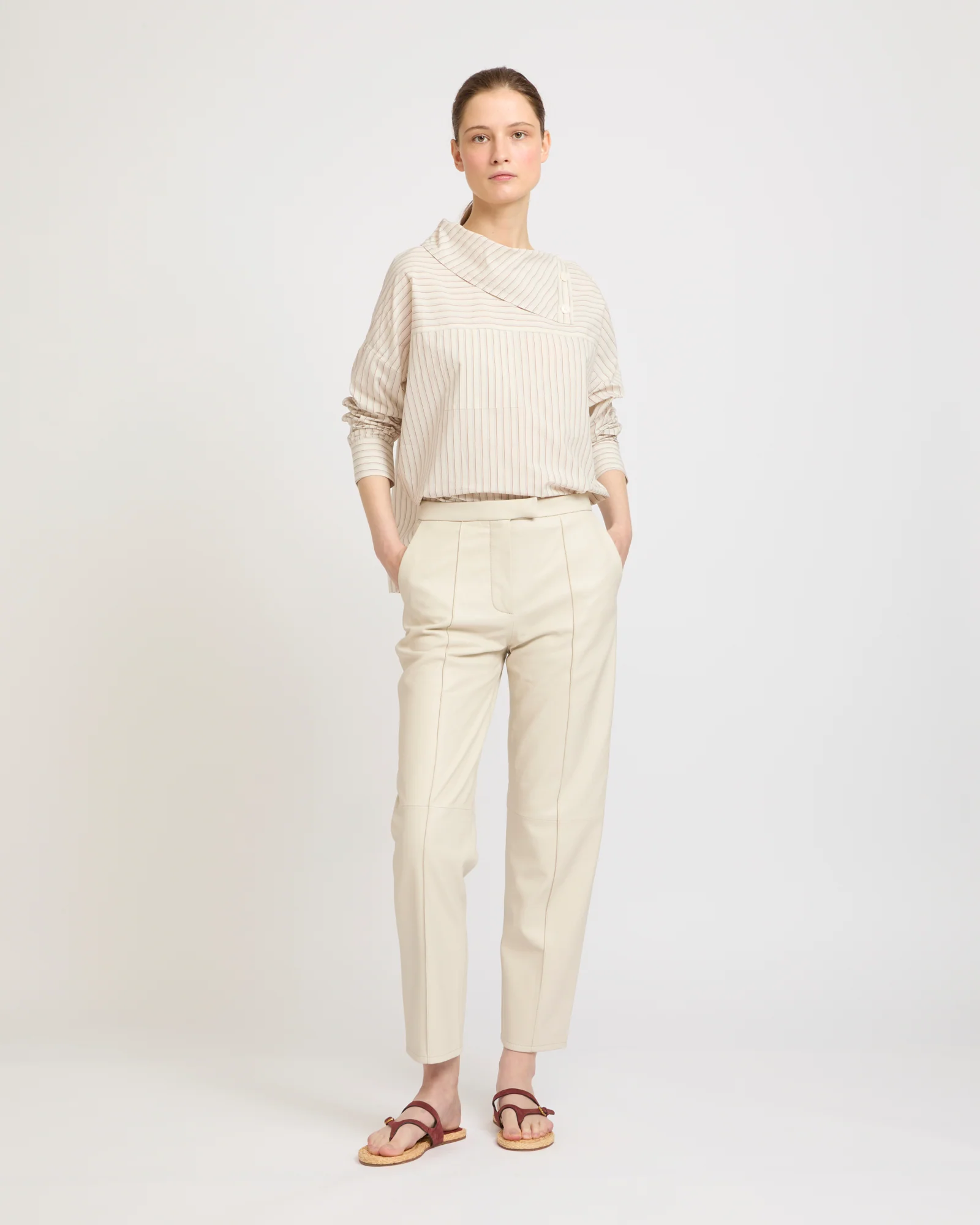 Blouse à col cheminée en popeline de coton - Image 2