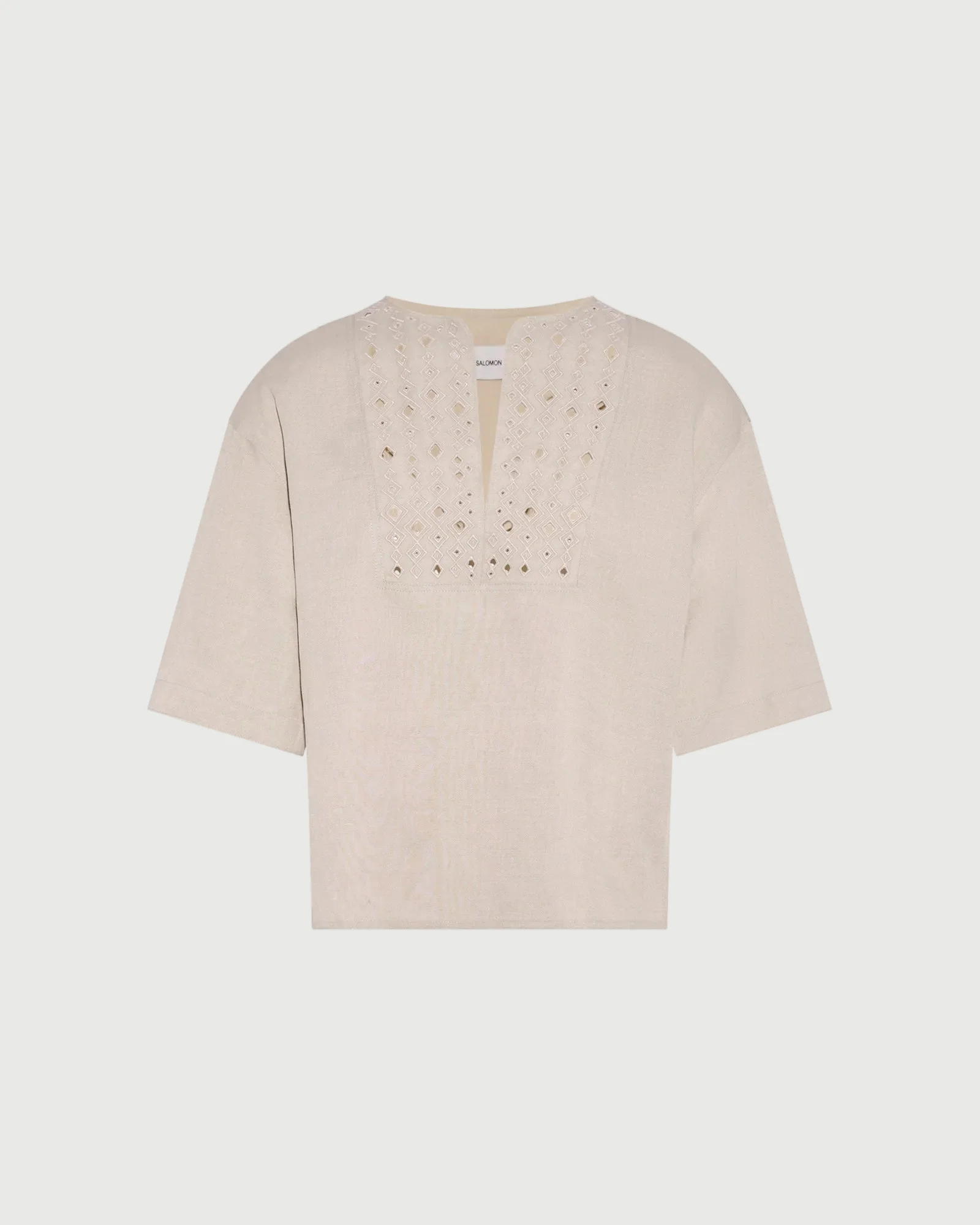 Blouse à manches courtes brodée en lin - Image 4