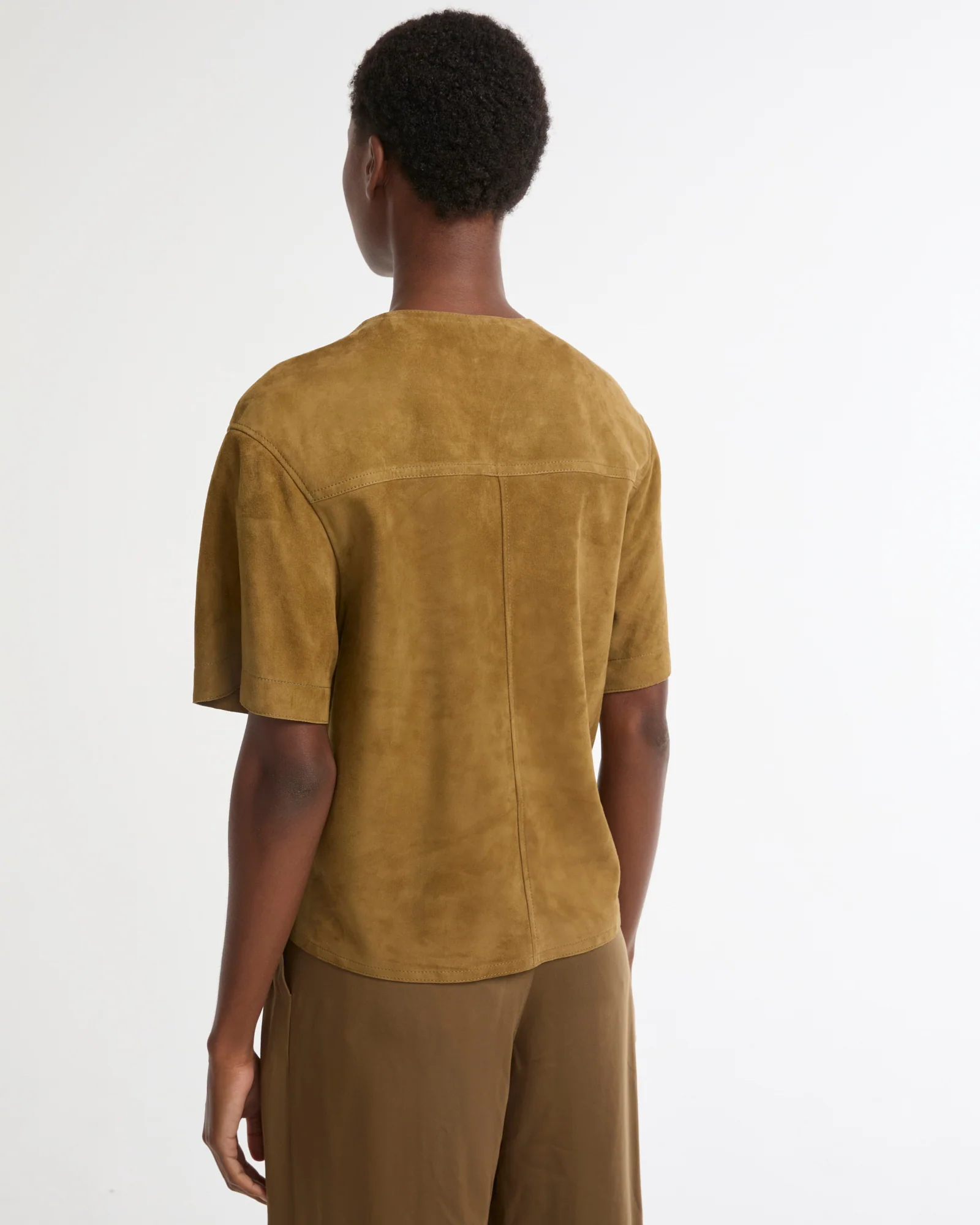 Blouse à manches courtes en cuir d'agneau double face - Image 3