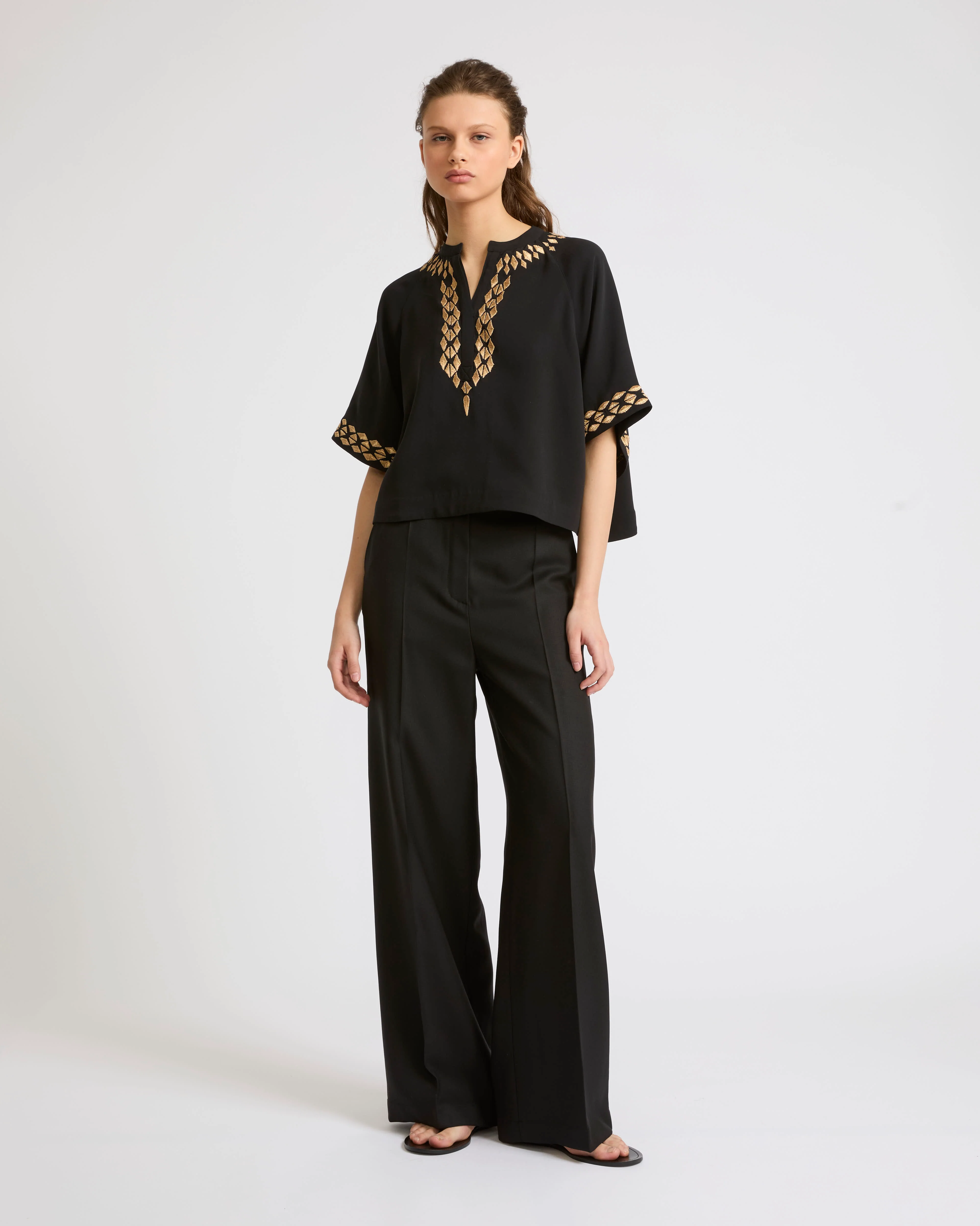 Blouse brodée en crêpe de soie - Image 3