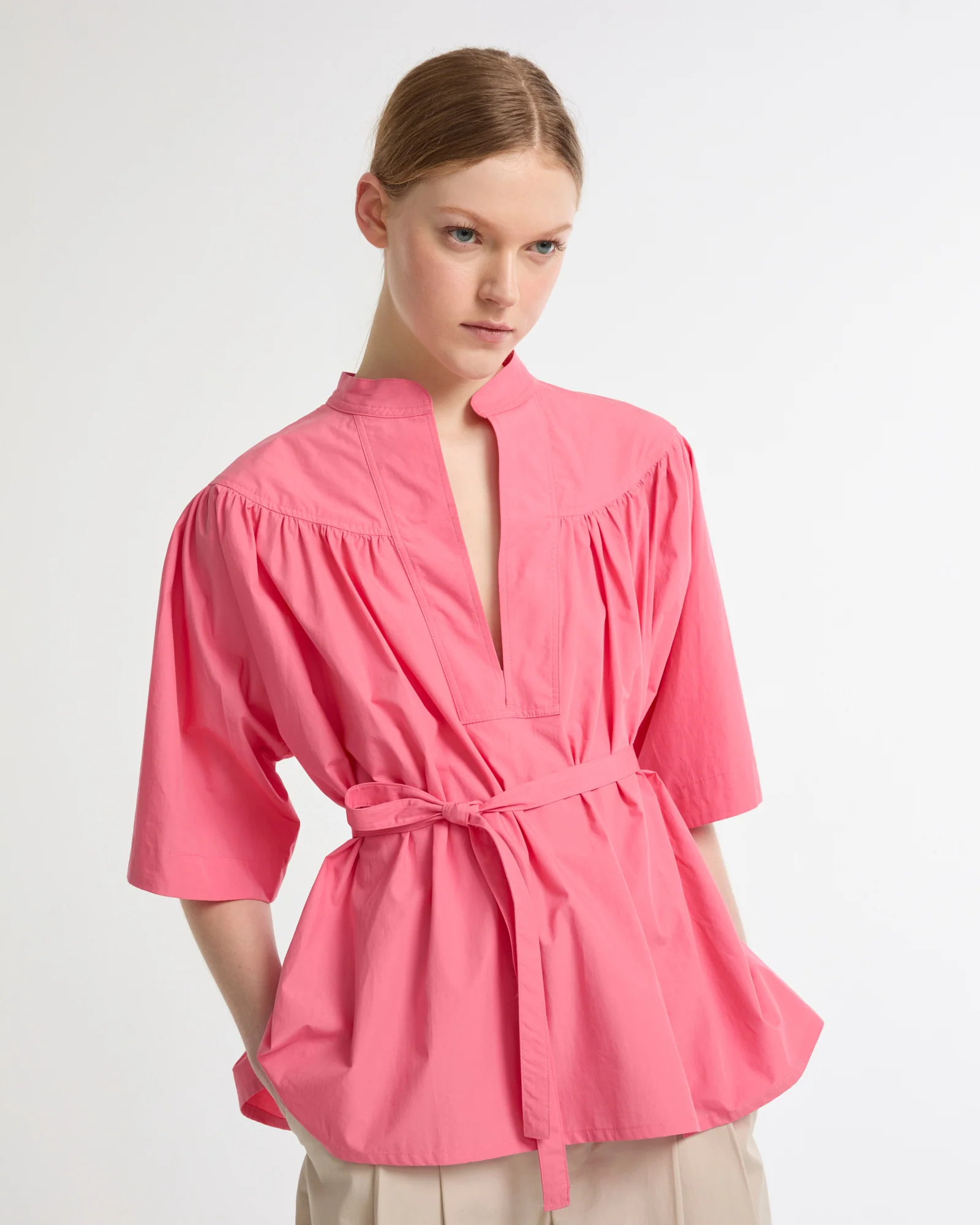 Blouse ample en popeline de coton