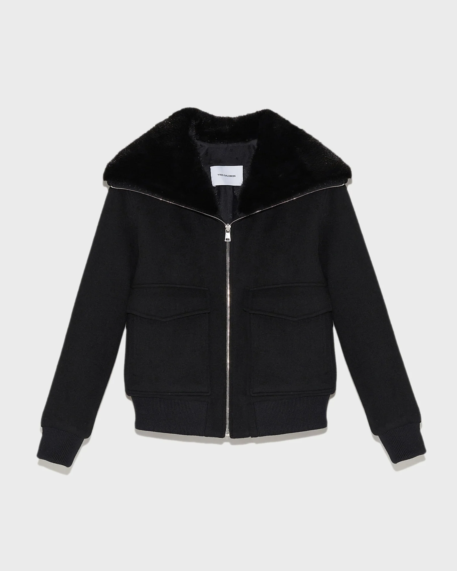 Blouson en lainage cachemire avec col en fourrure de vison - Image 5