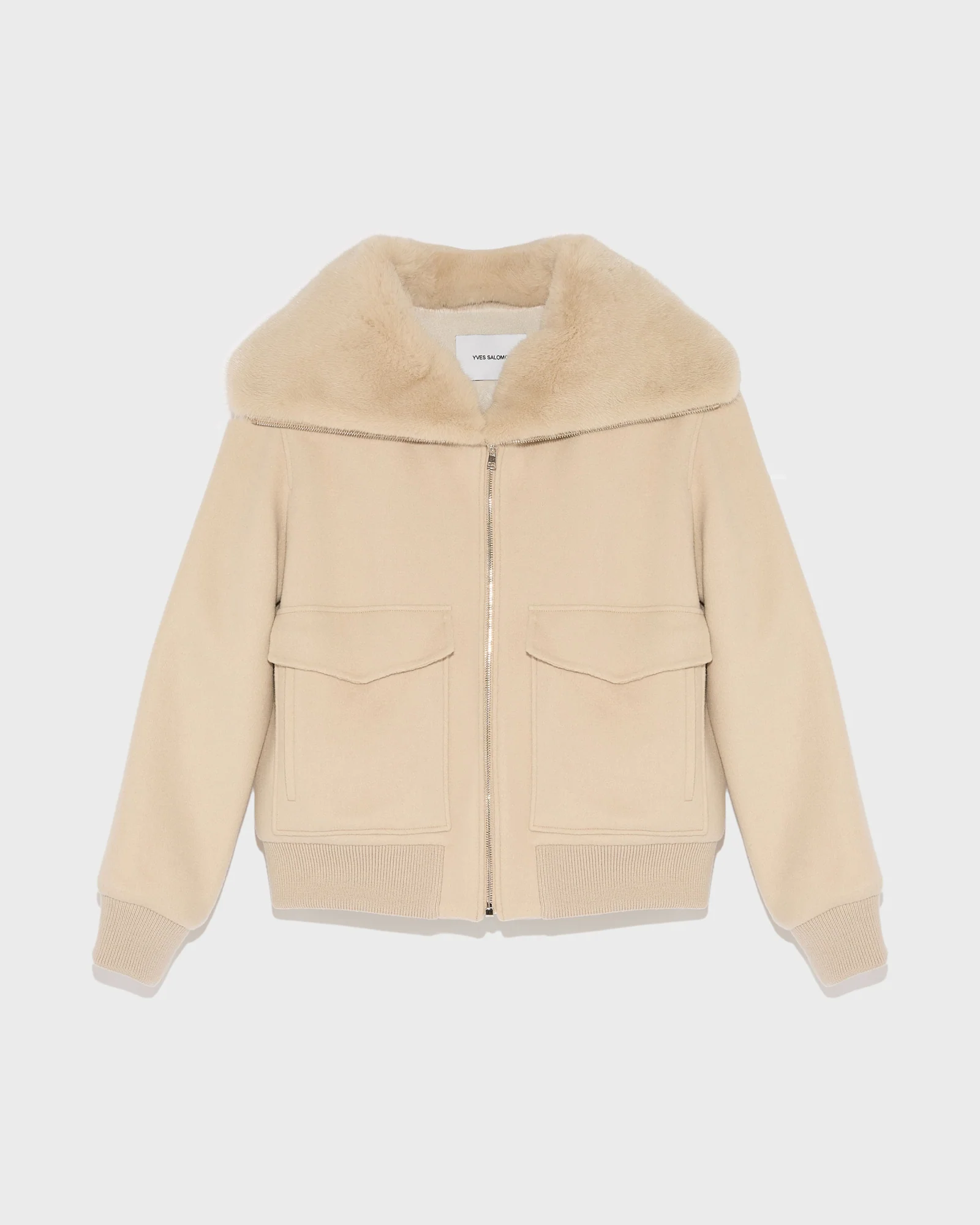 Blouson en lainage cachemire avec col en fourrure de vison - Image 5