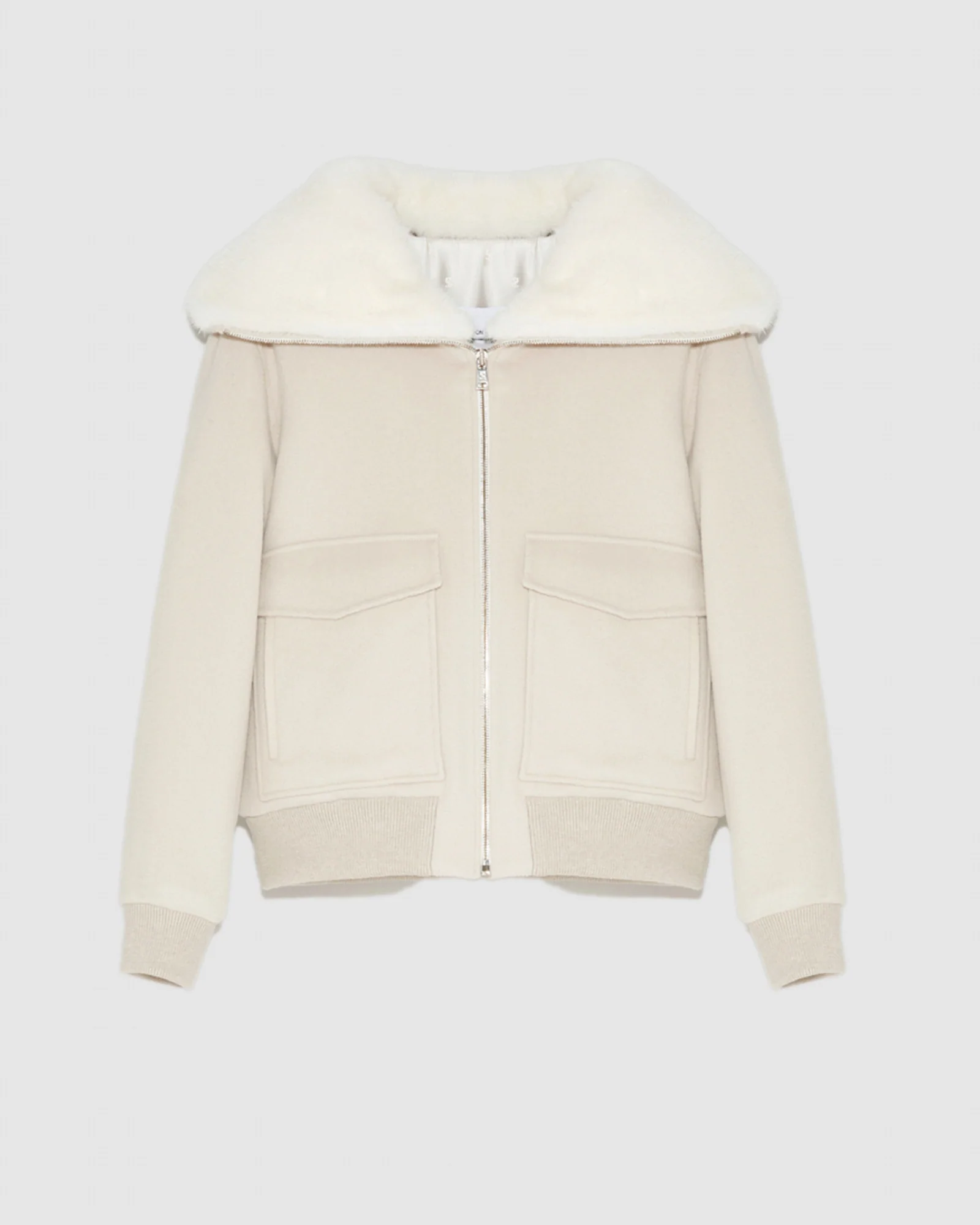 Blouson en lainage cachemire avec col en fourrure de vison - Image 3