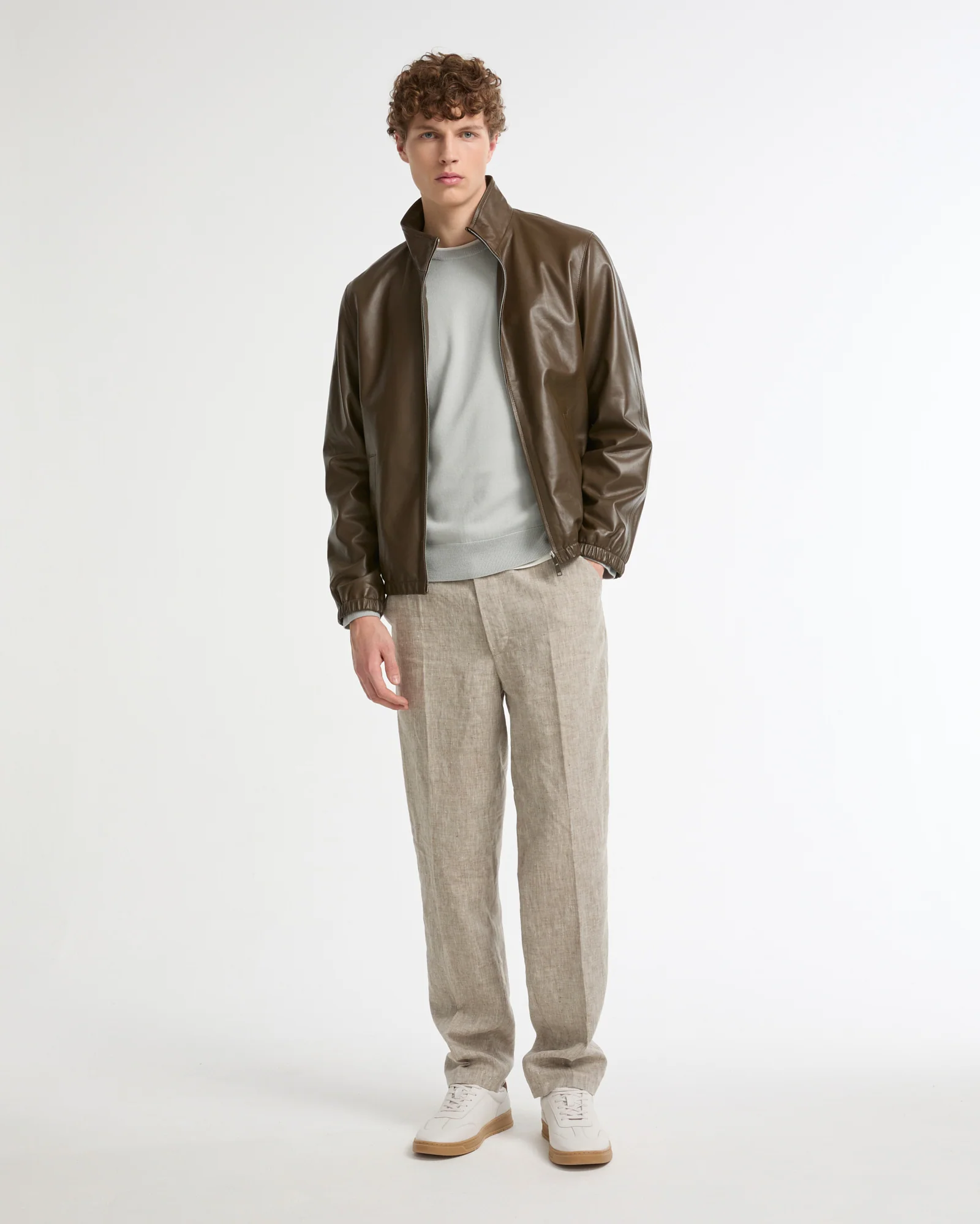 Blouson zippé en cuir d'agneau - Image 2