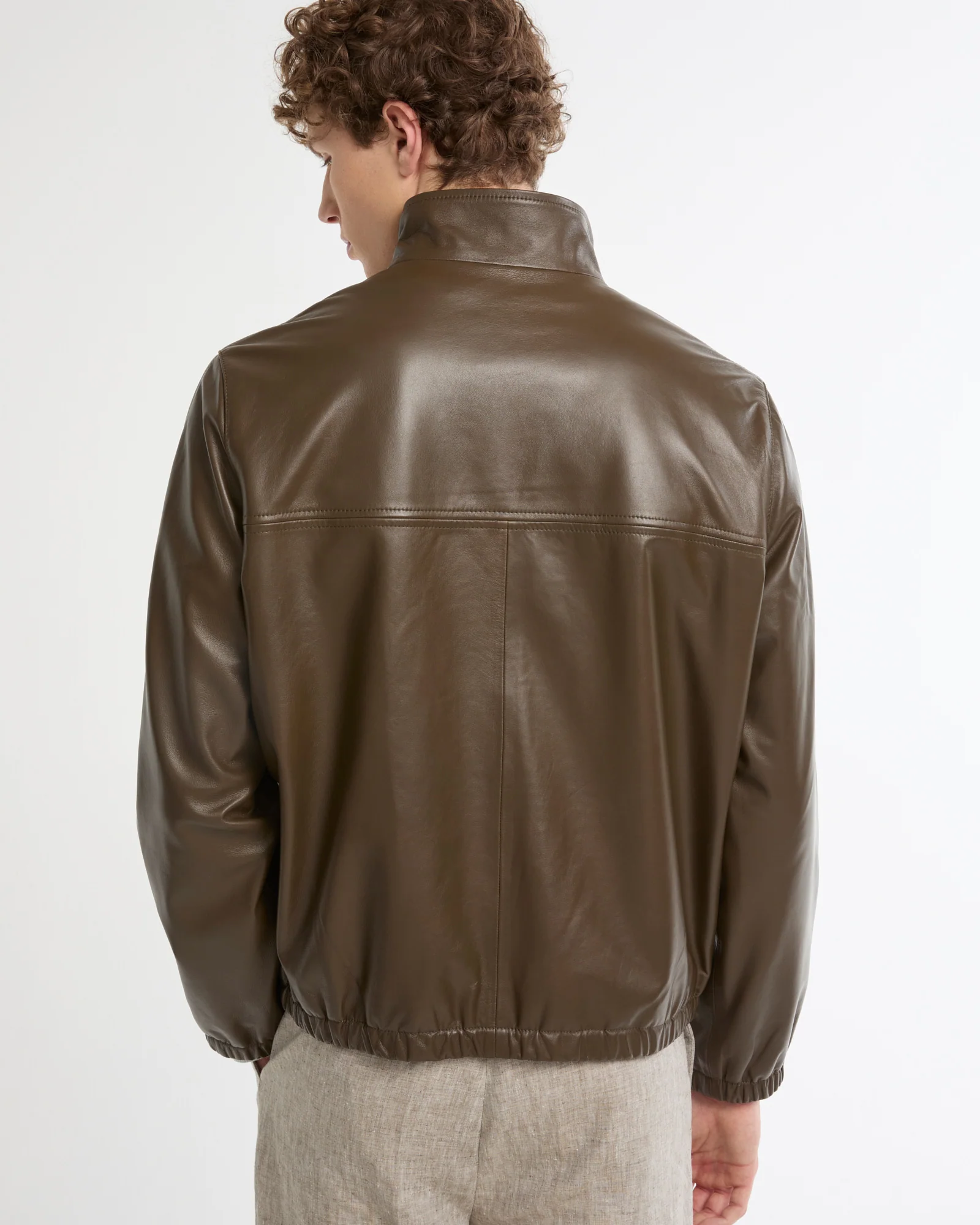 Blouson zippé en cuir d'agneau - Image 5