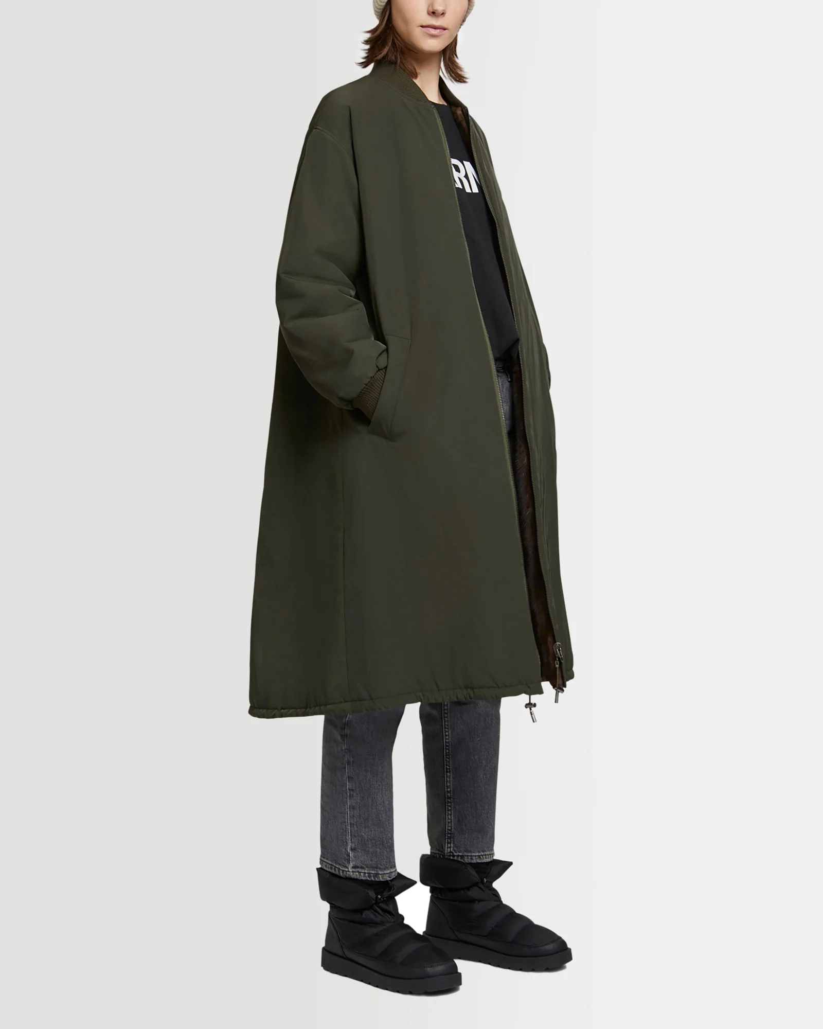Parka bomber réversible en tissu technique déperlant et fourrure de vison à poils longs - Image 3