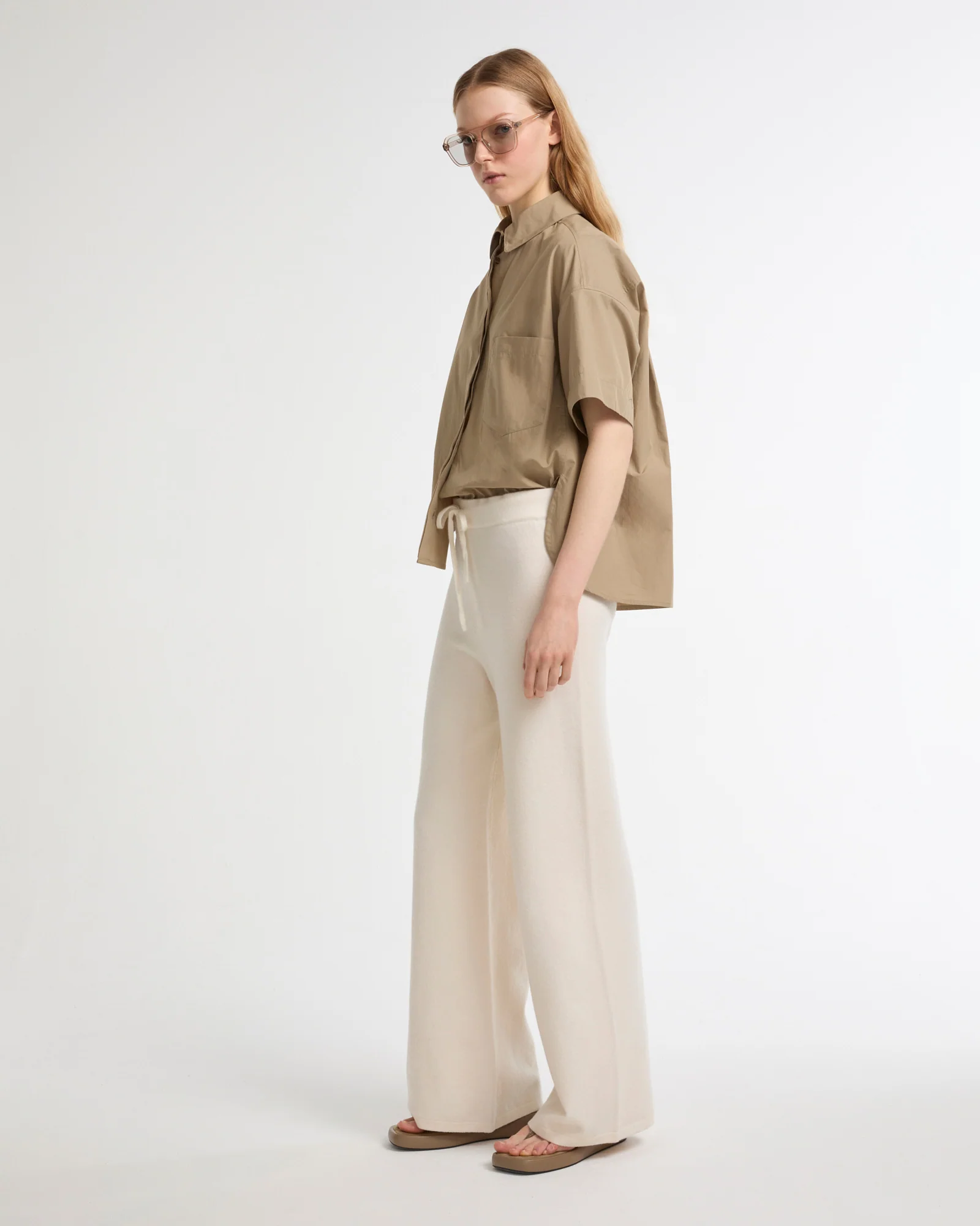 Chemise à manches courtes en popeline de coton