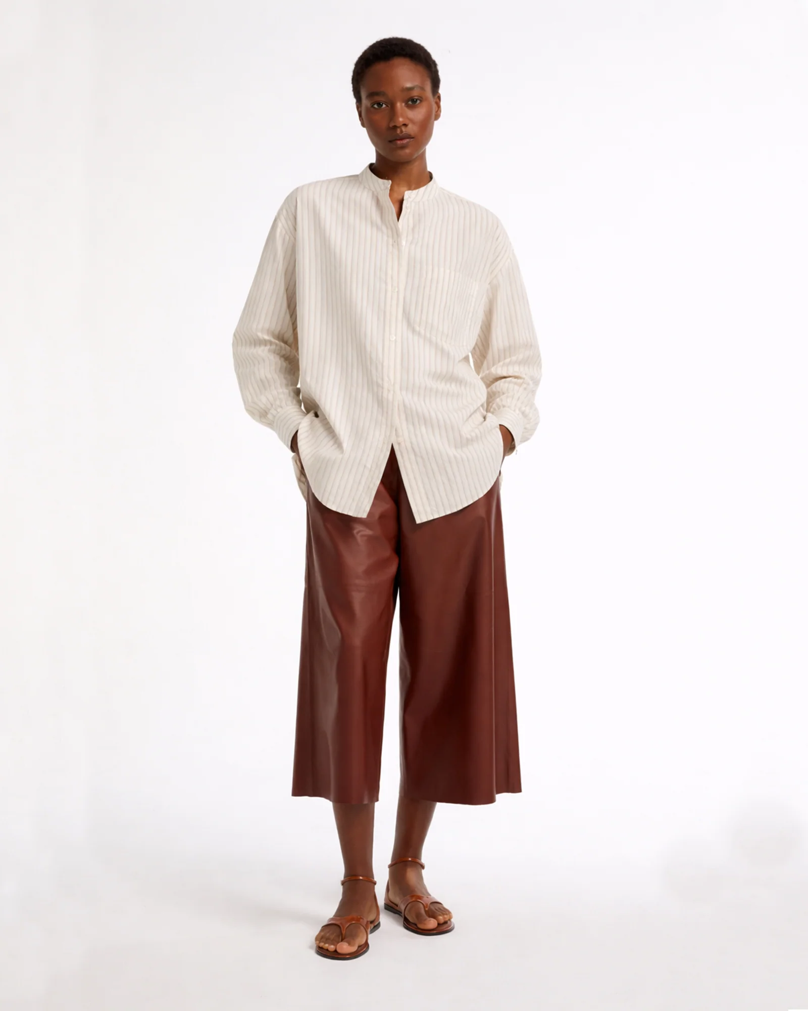 Chemise à manches longues en popeline de coton