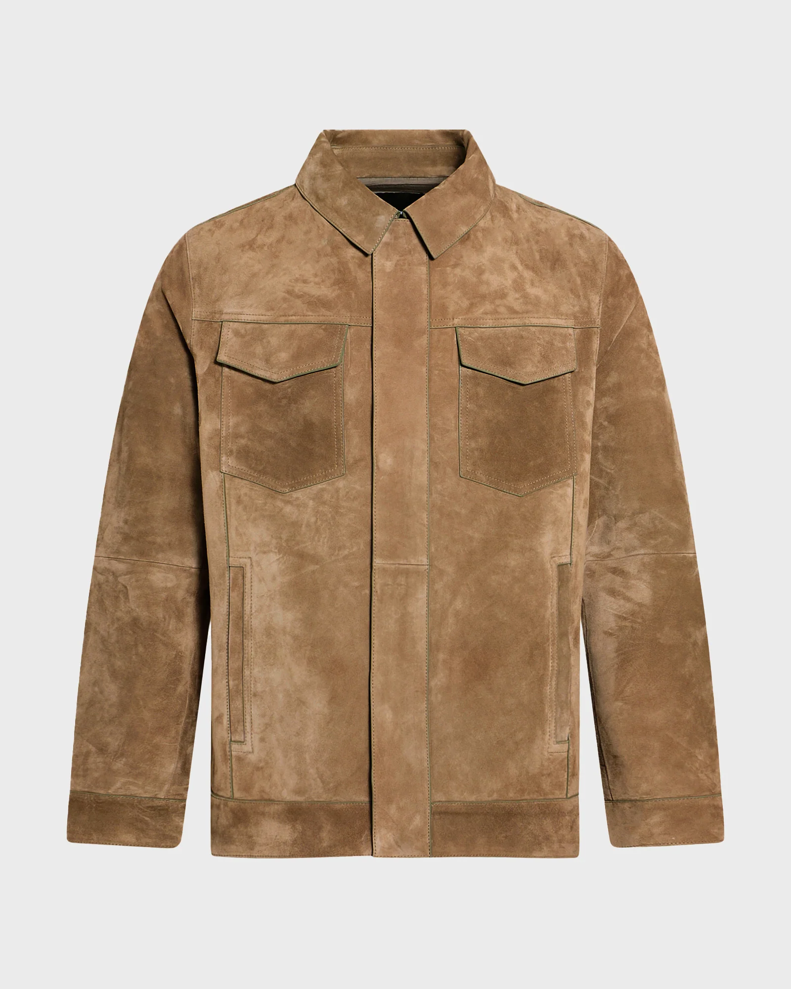 Veste coupe denim en cuir de veau finition suède - Image 6