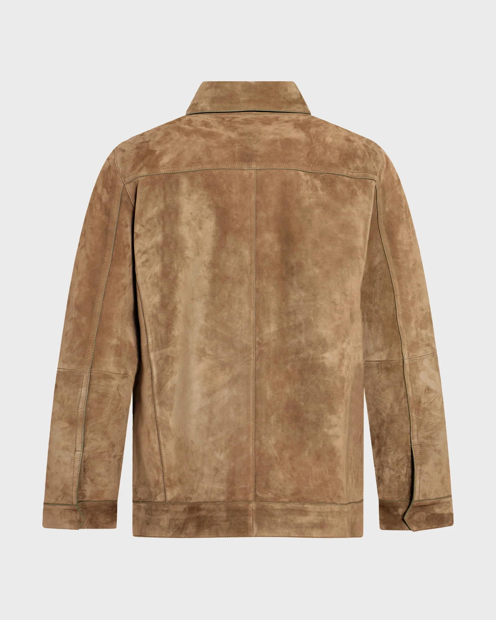 Veste coupe denim en cuir de veau finition suède - Image 7