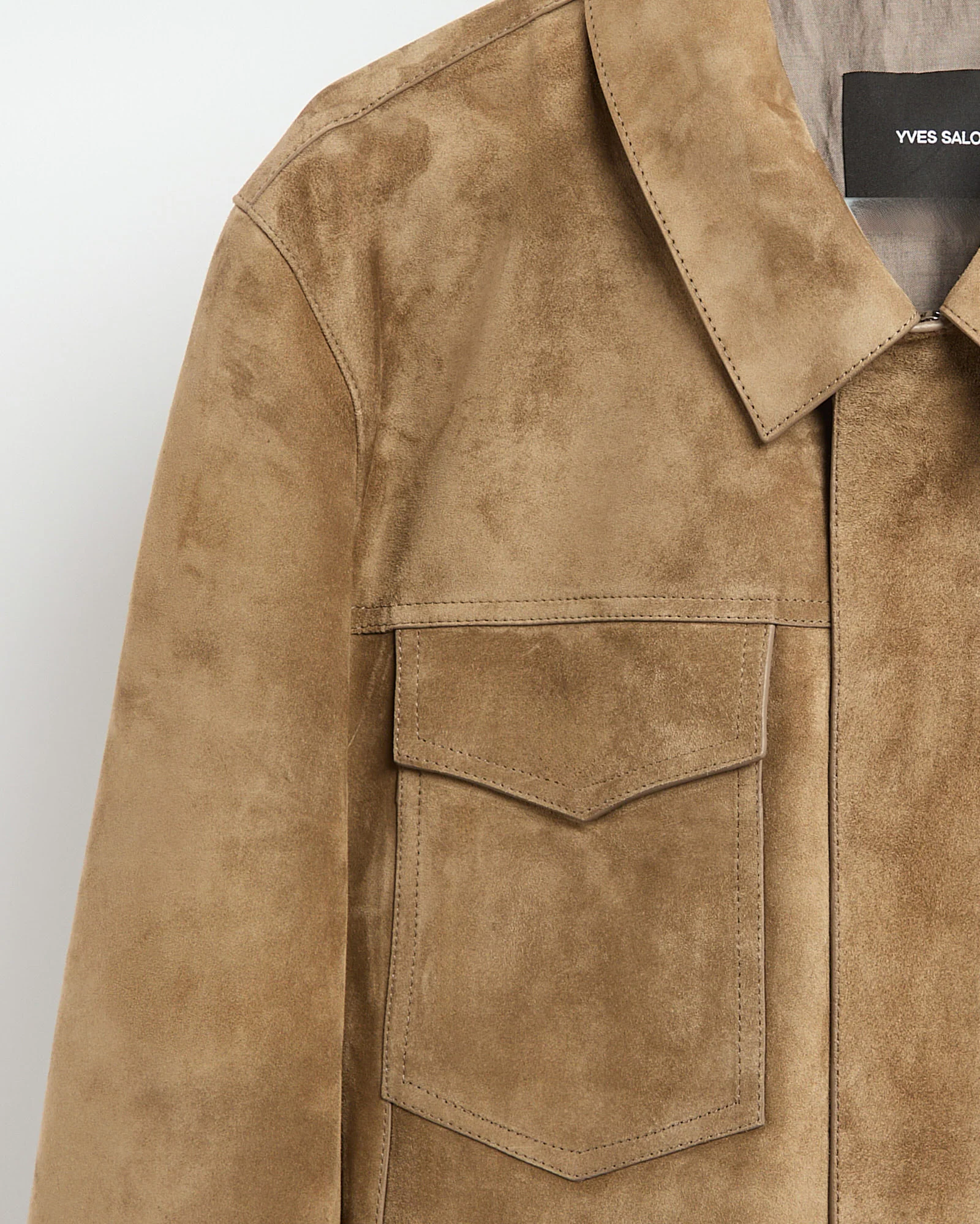 Veste coupe denim en cuir de veau finition suède - Image 8