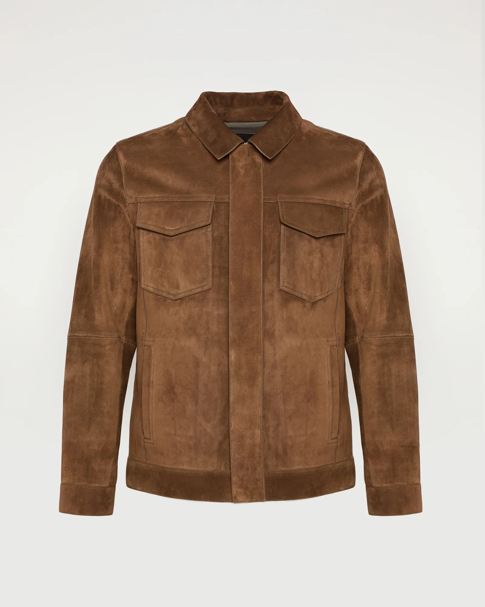 Veste coupe denim en cuir de veau finition suède - Image 5