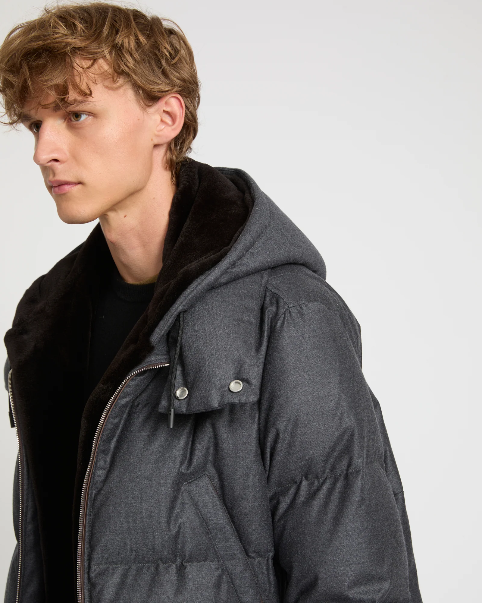 Doudoune en tissu Loro Piana avec plastron en fourrure de vison - Image 3