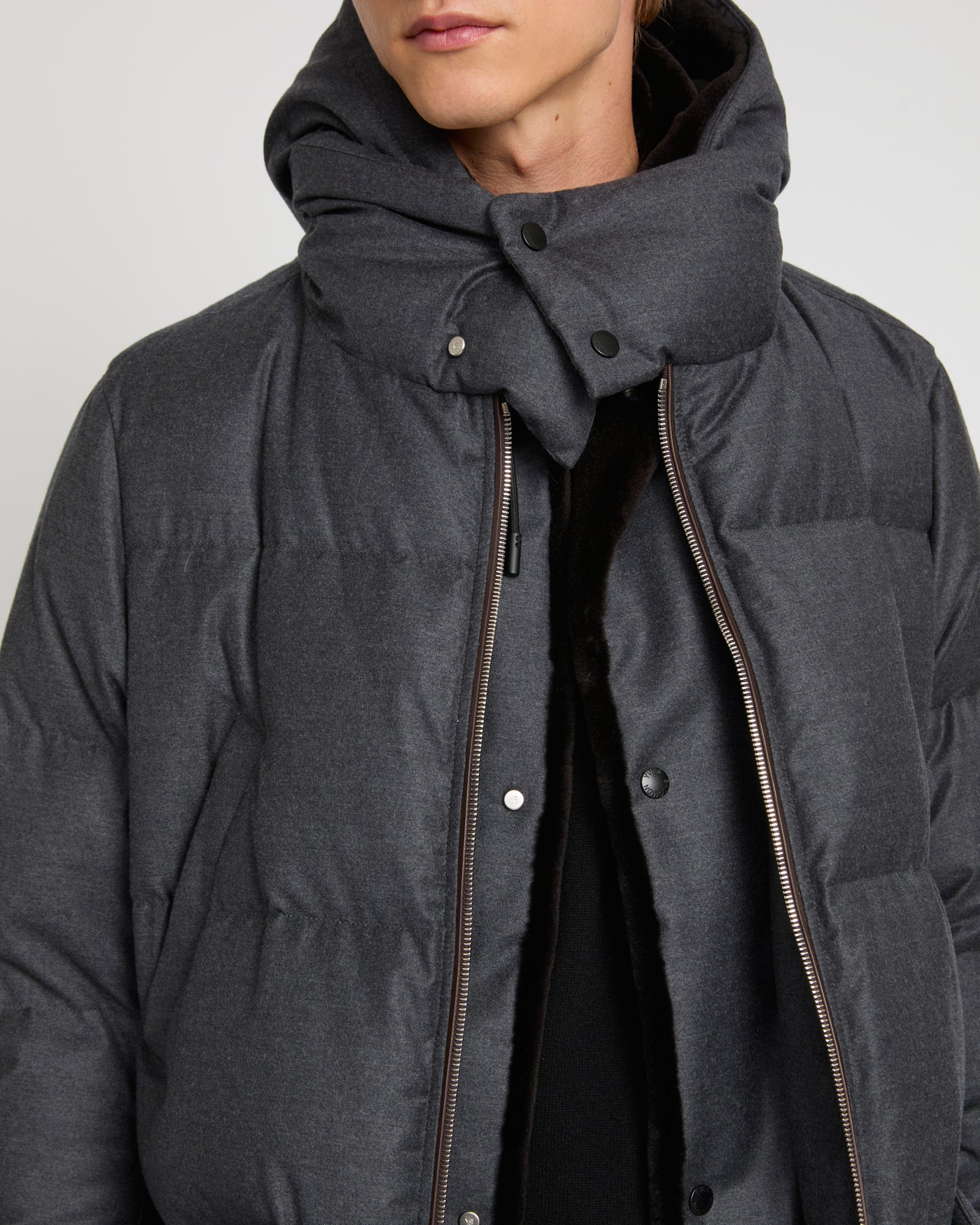 Doudoune en tissu Loro Piana avec plastron en fourrure de vison - Image 5
