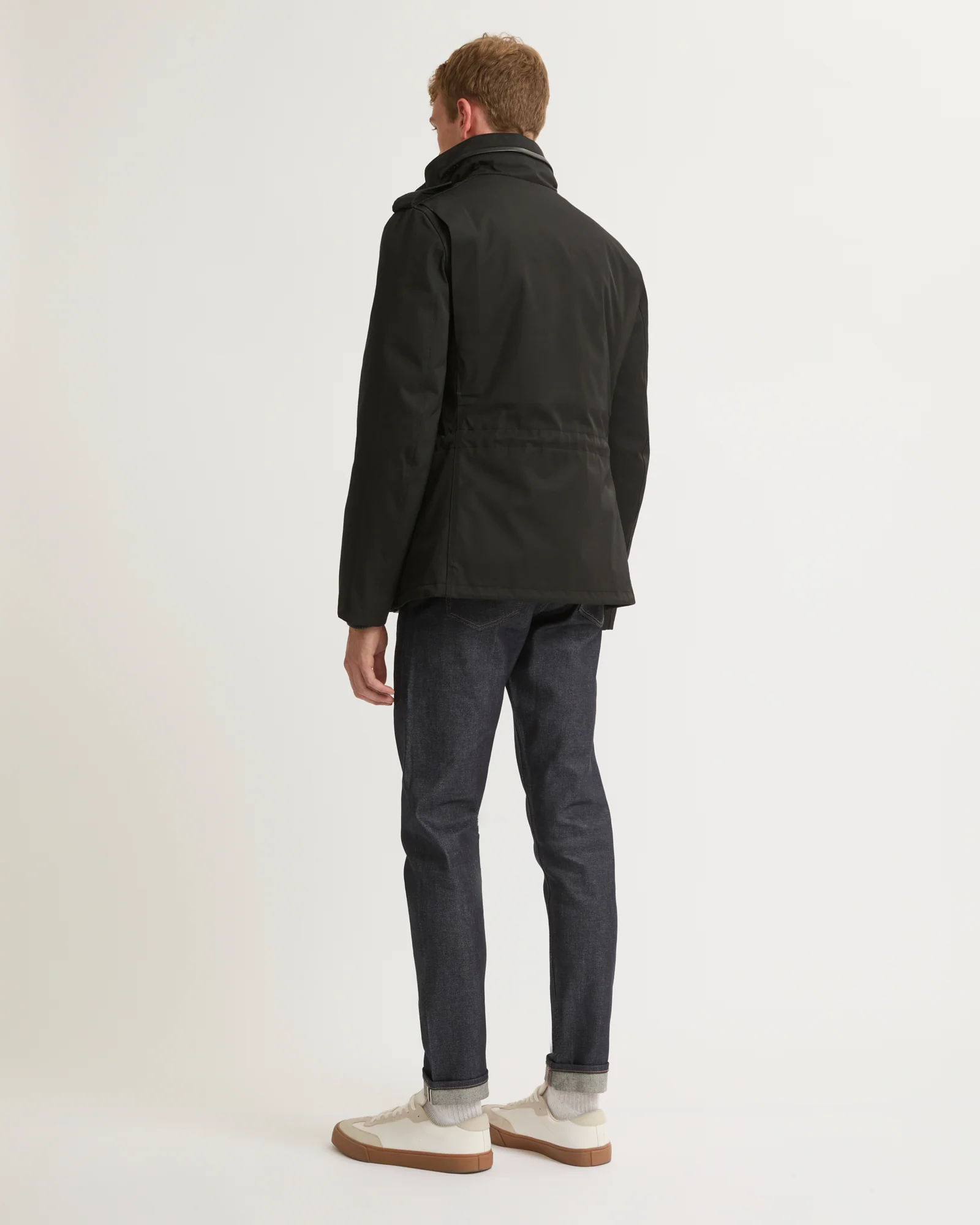Veste style saharienne en gabardine technique imperméable avec col en fourrure de vison - Image 4