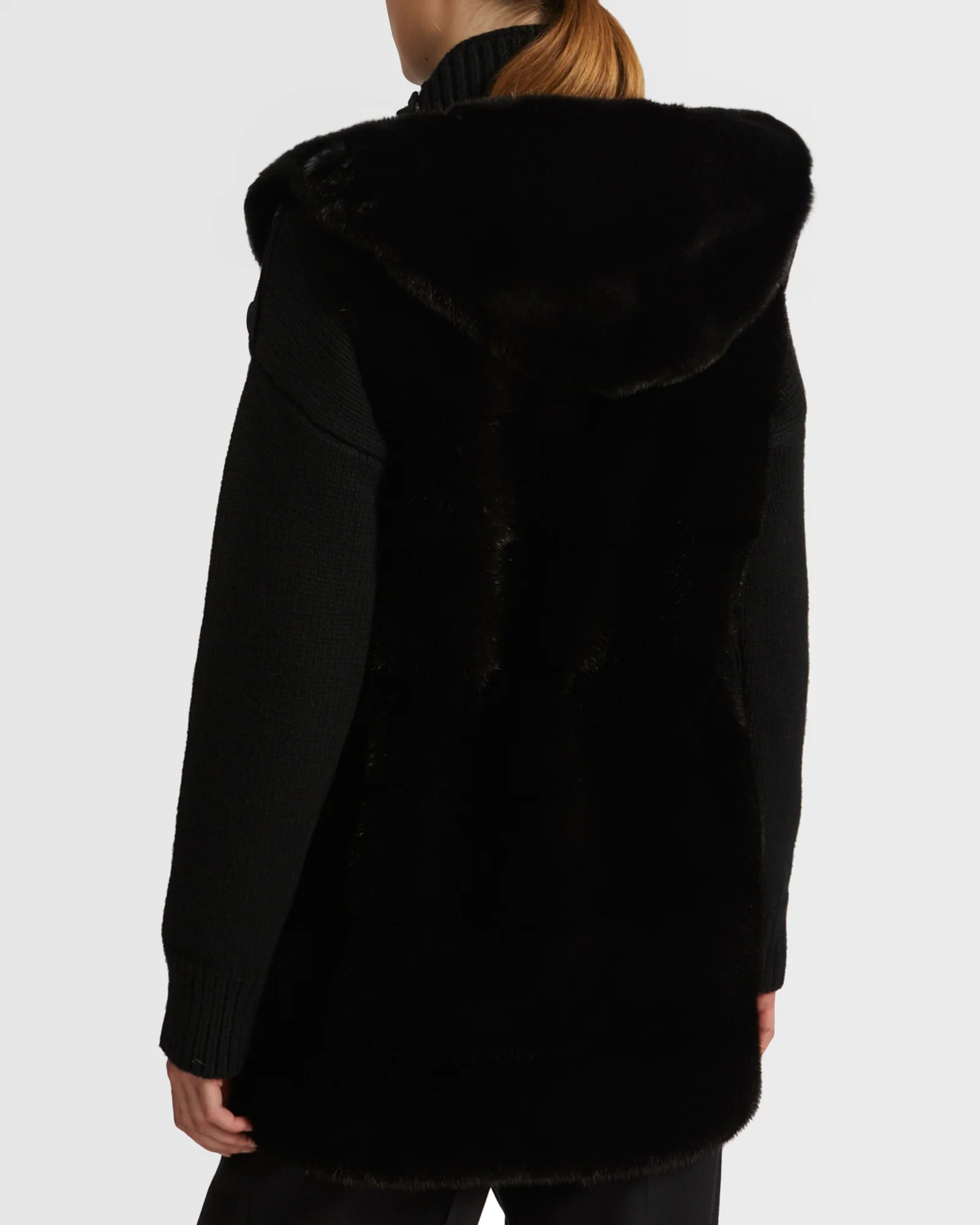 Gilet à capuche en fourrure de vison long poil - Image 3