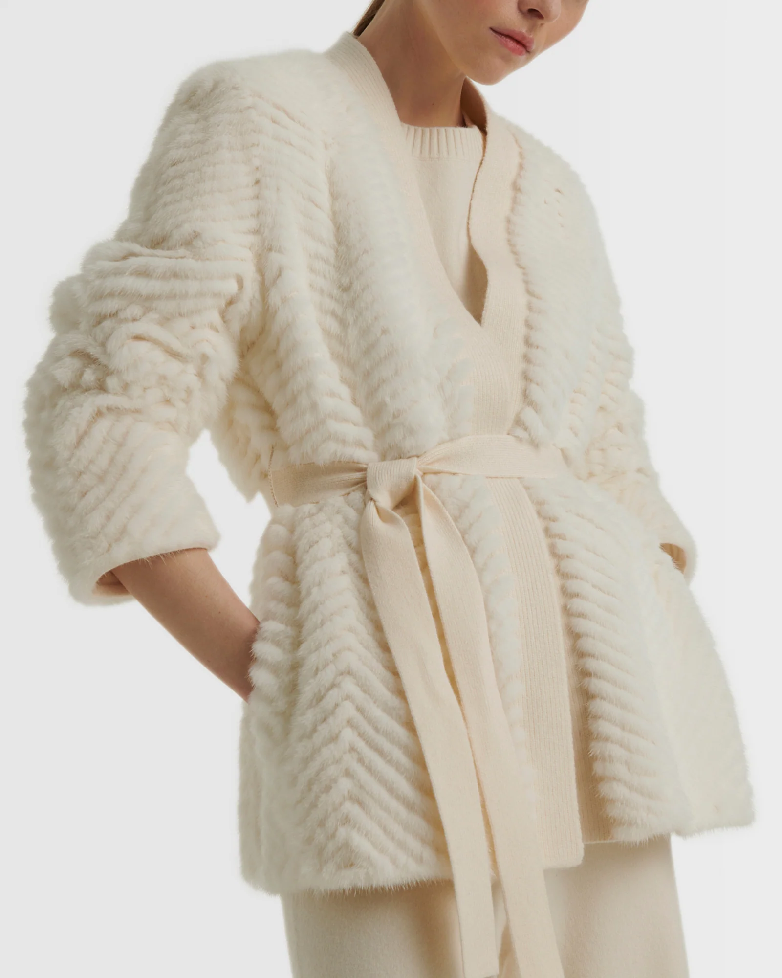 Veste en maille et fourrure de vison - Image 3