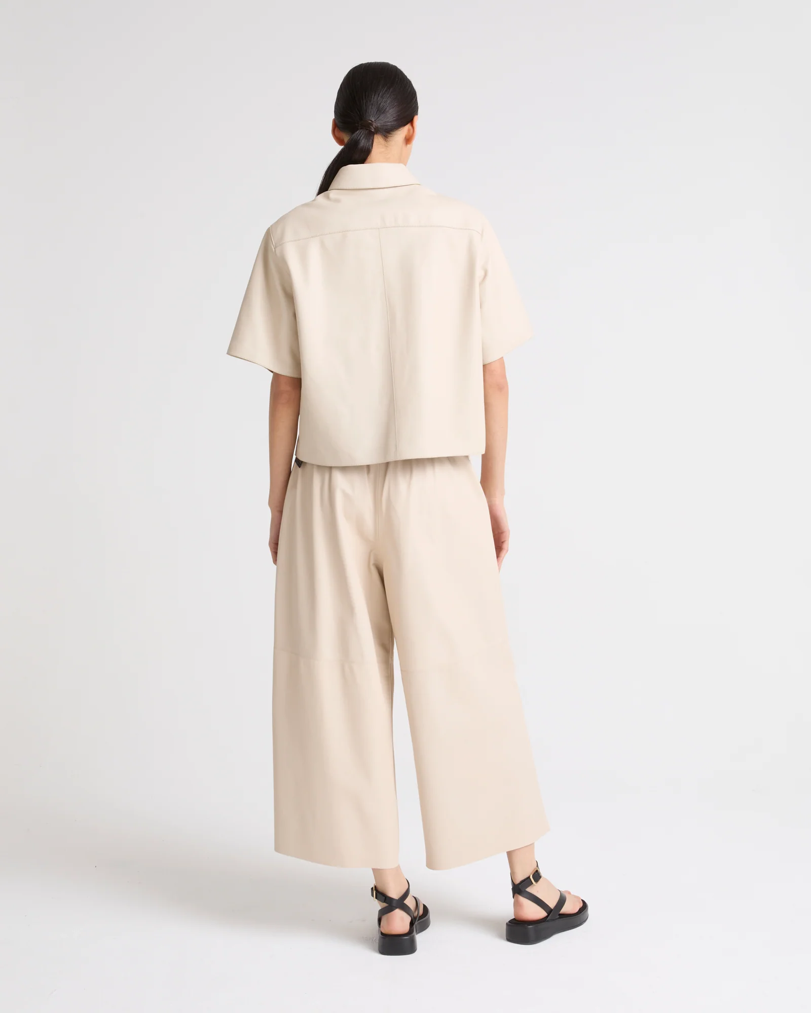 Jupe culotte en cuir d'agneau fin - Image 3