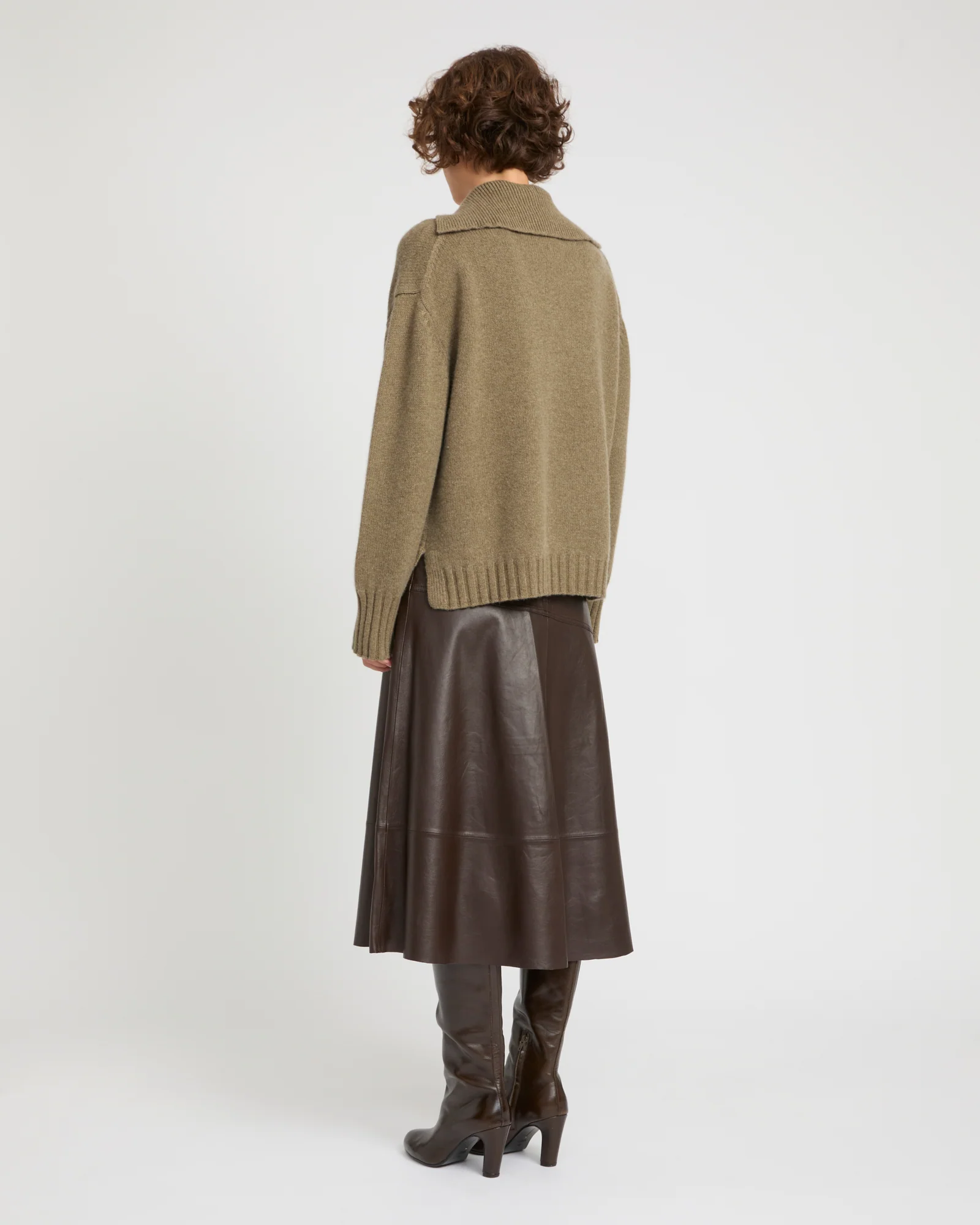 Jupe évasée en cuir d'agneau - Image 3