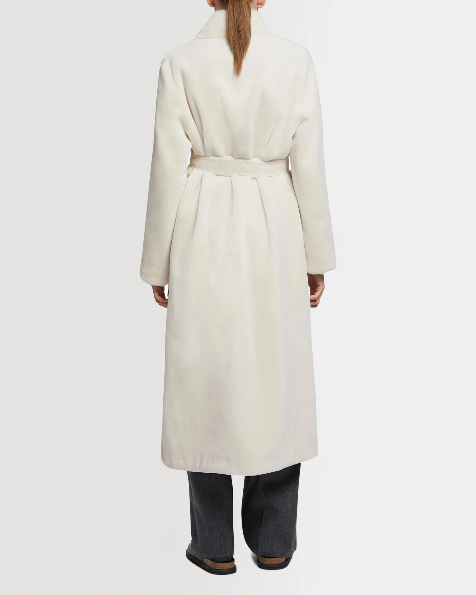 Manteau ceinturé en fourrure de vison rasé et fourrure de vison à poils longs - Image 3