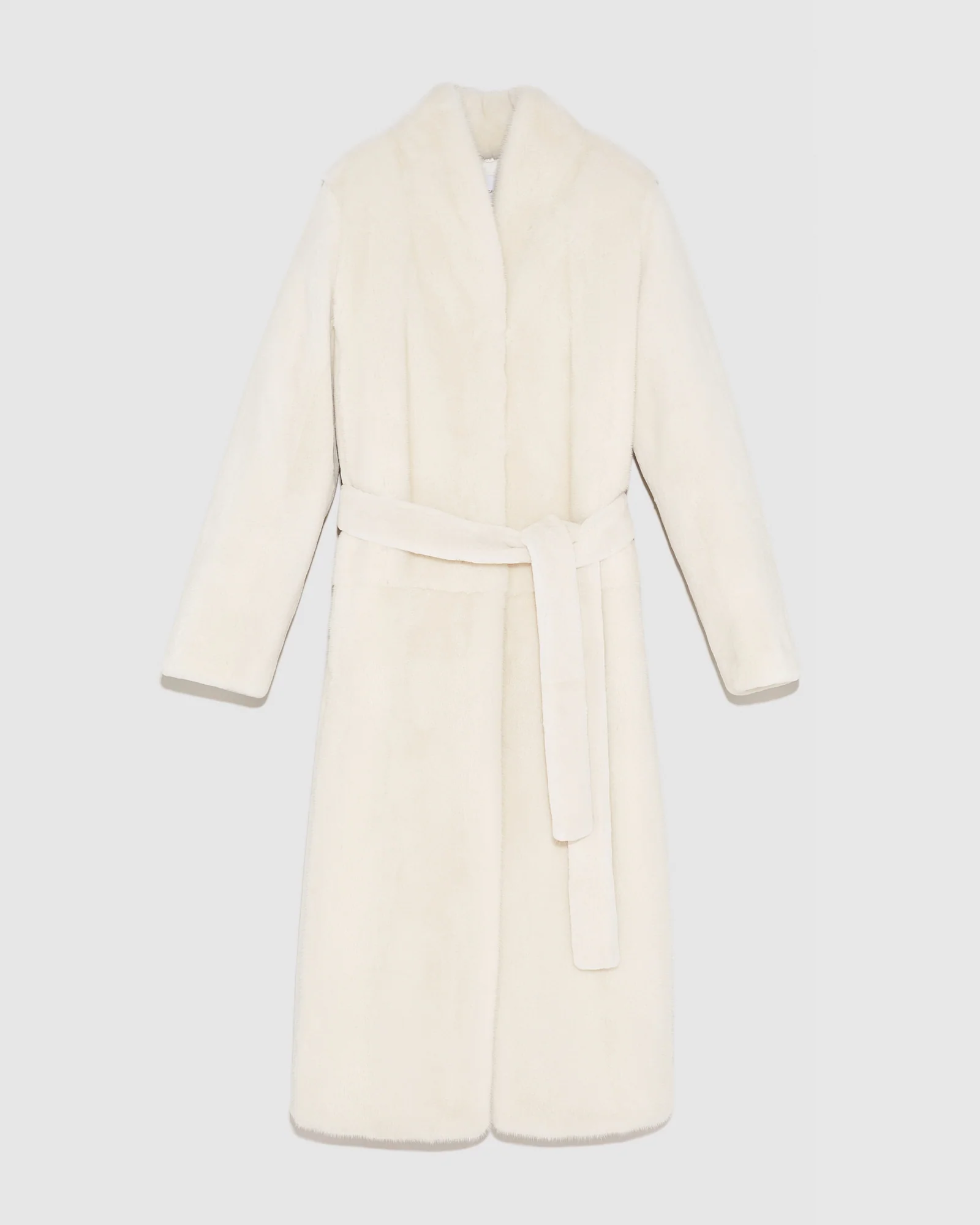 Manteau ceinturé en fourrure de vison rasé et fourrure de vison à poils longs - Image 4