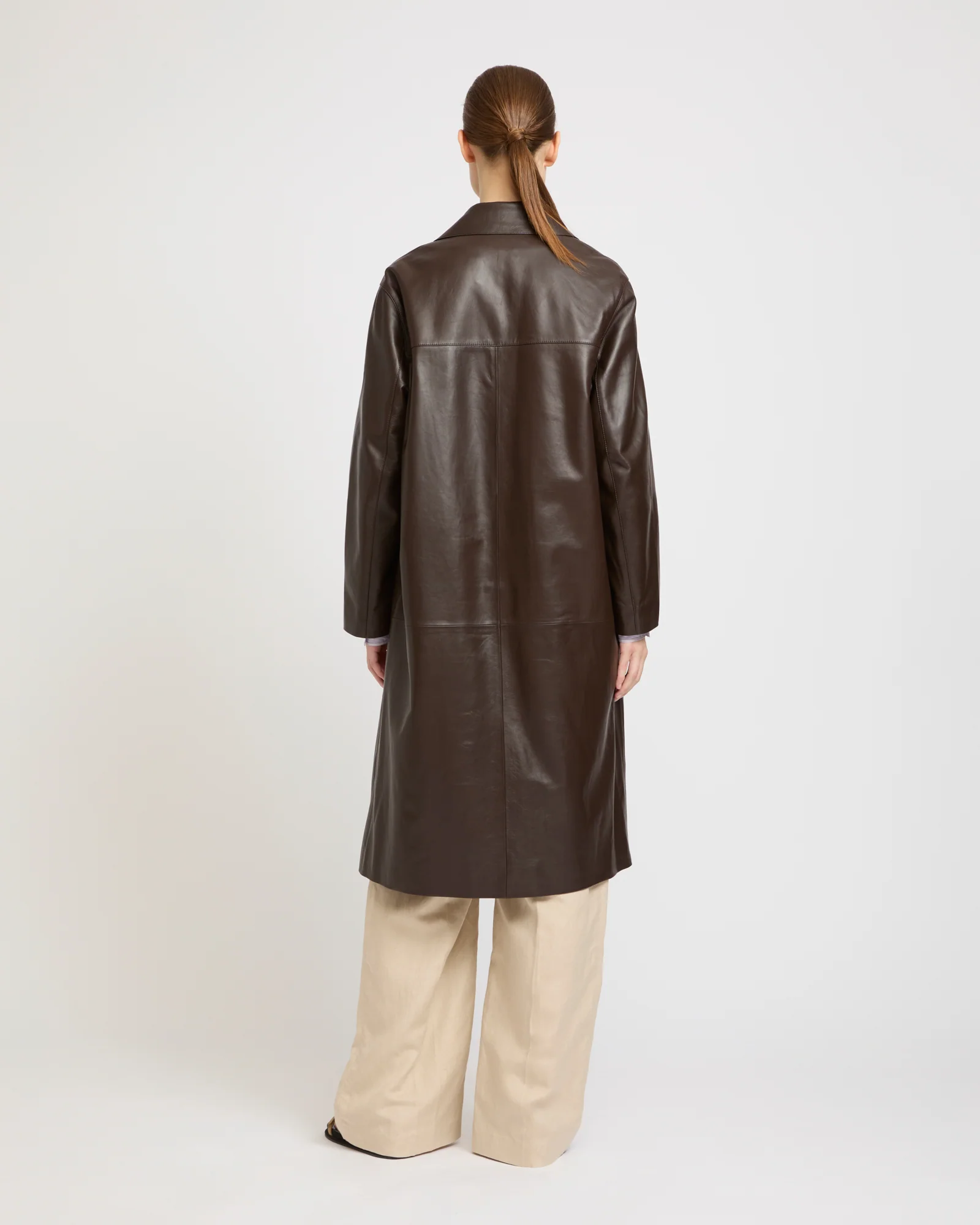 Manteau droit en cuir d'agneau - Image 4