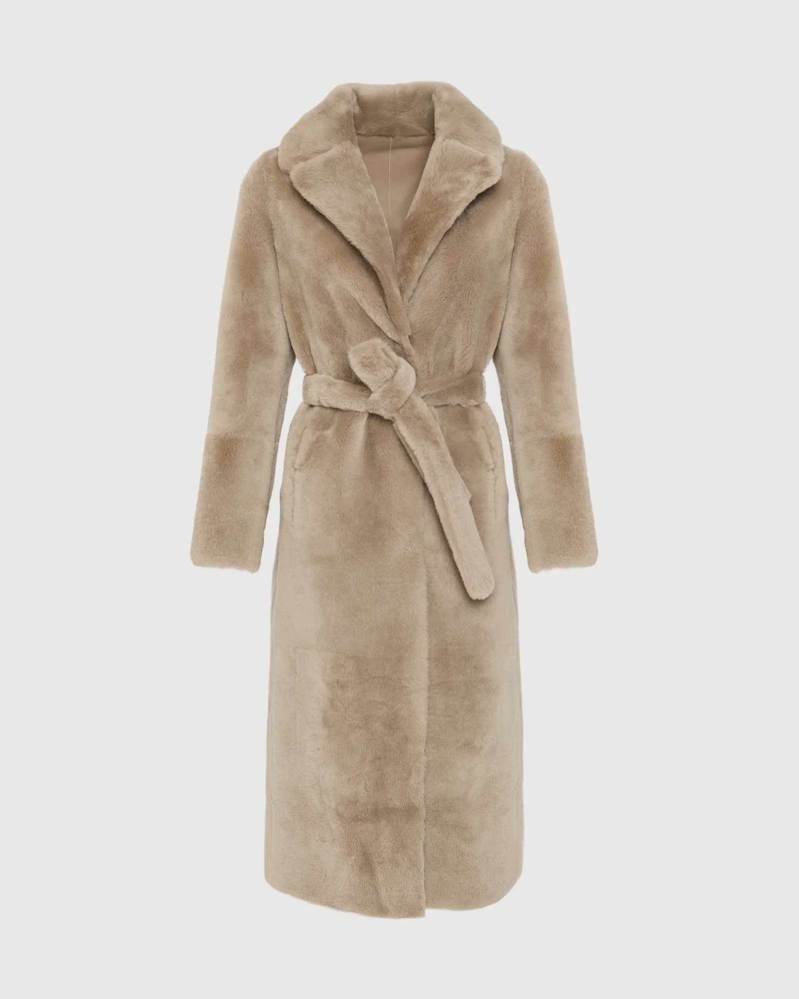 Manteau long ceinturé en peau lainée réversible - Image 6