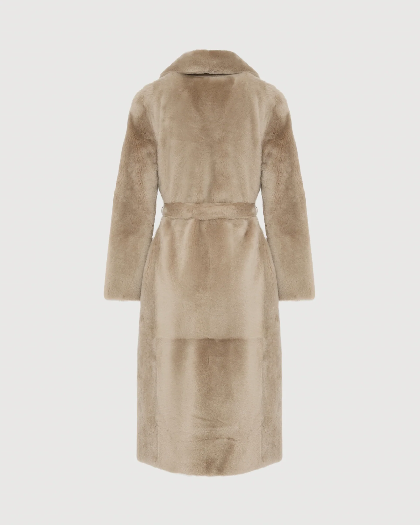 Manteau long ceinturé en peau lainée réversible - Image 7